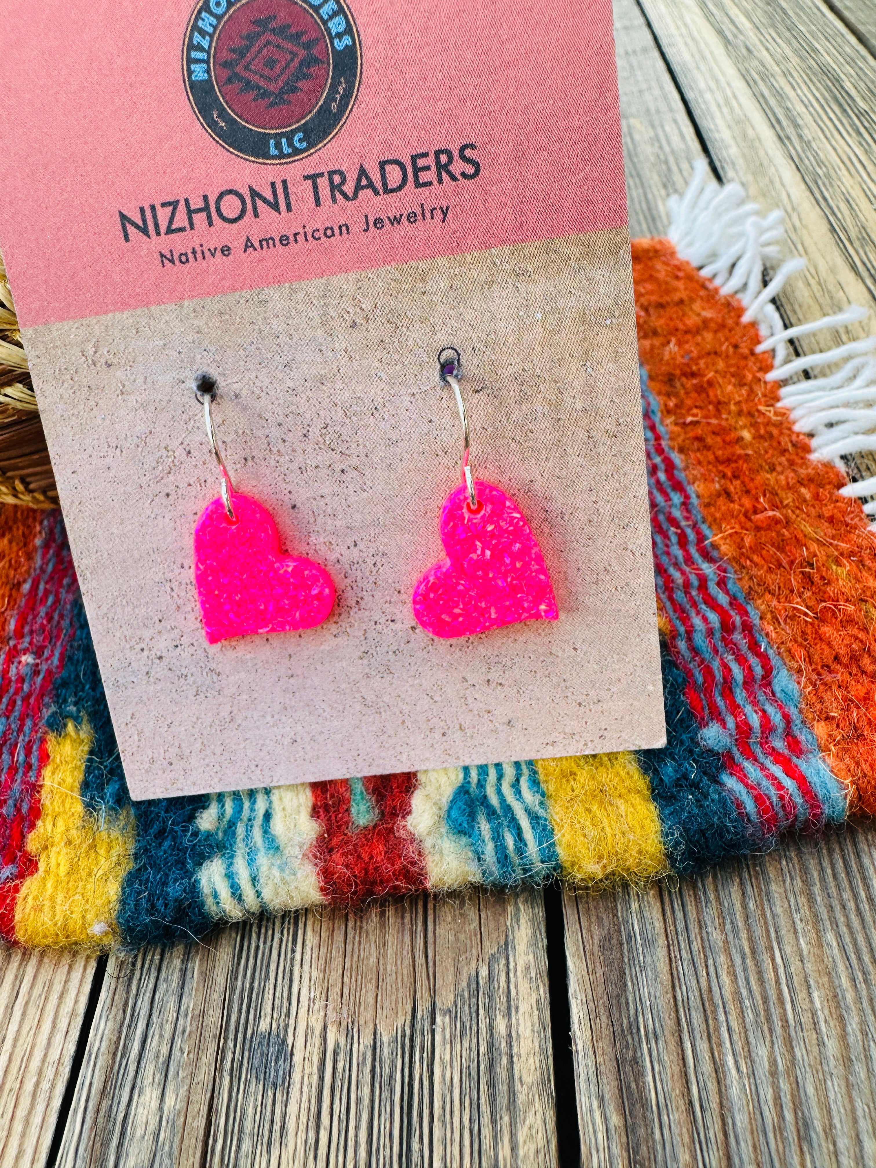 Handcrafted Sterling Silver & Opal Heart Dangle Earrings