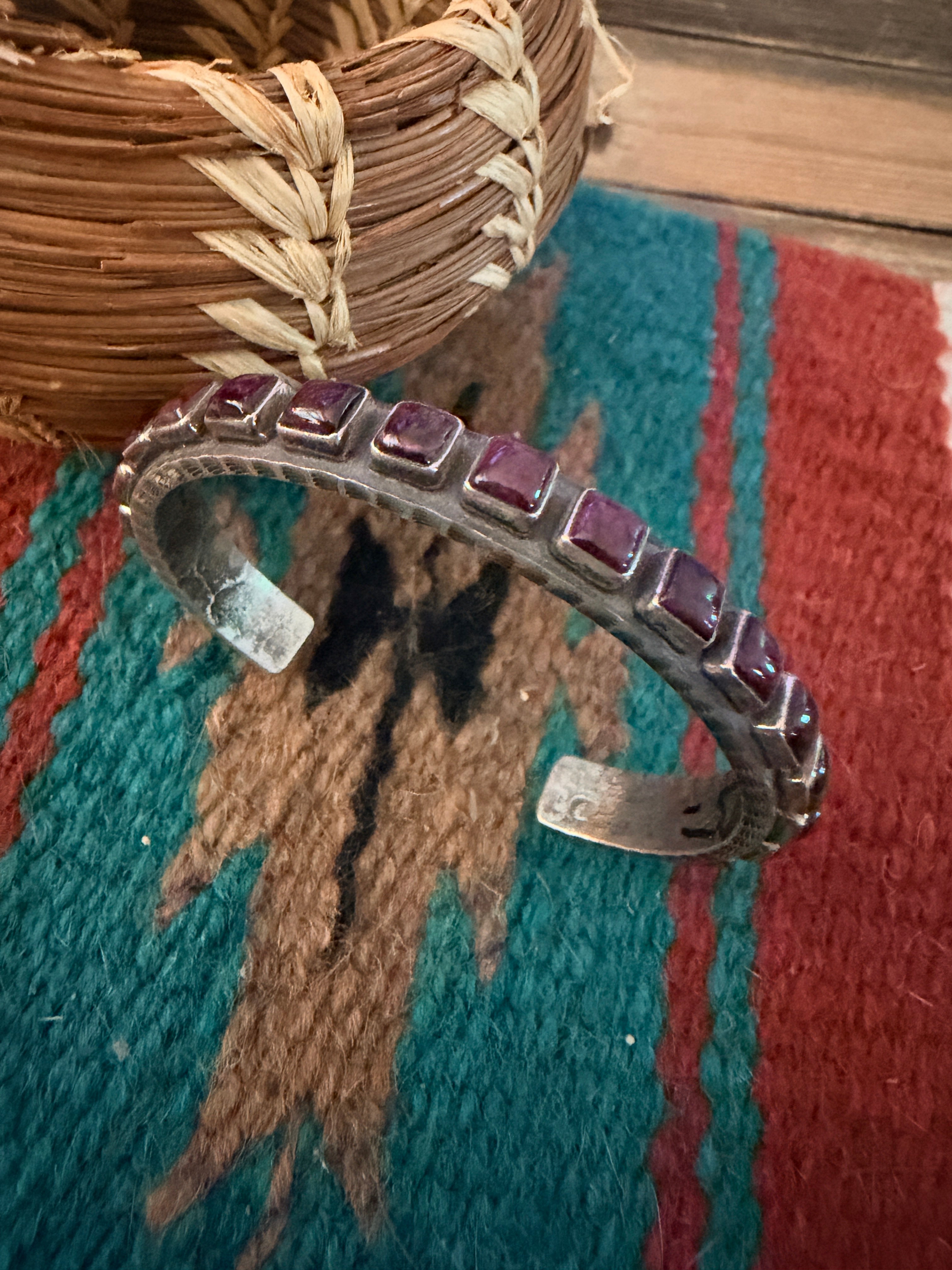 Handcrafted Purple Spiny & Sterling Silver Cuff Bracelet