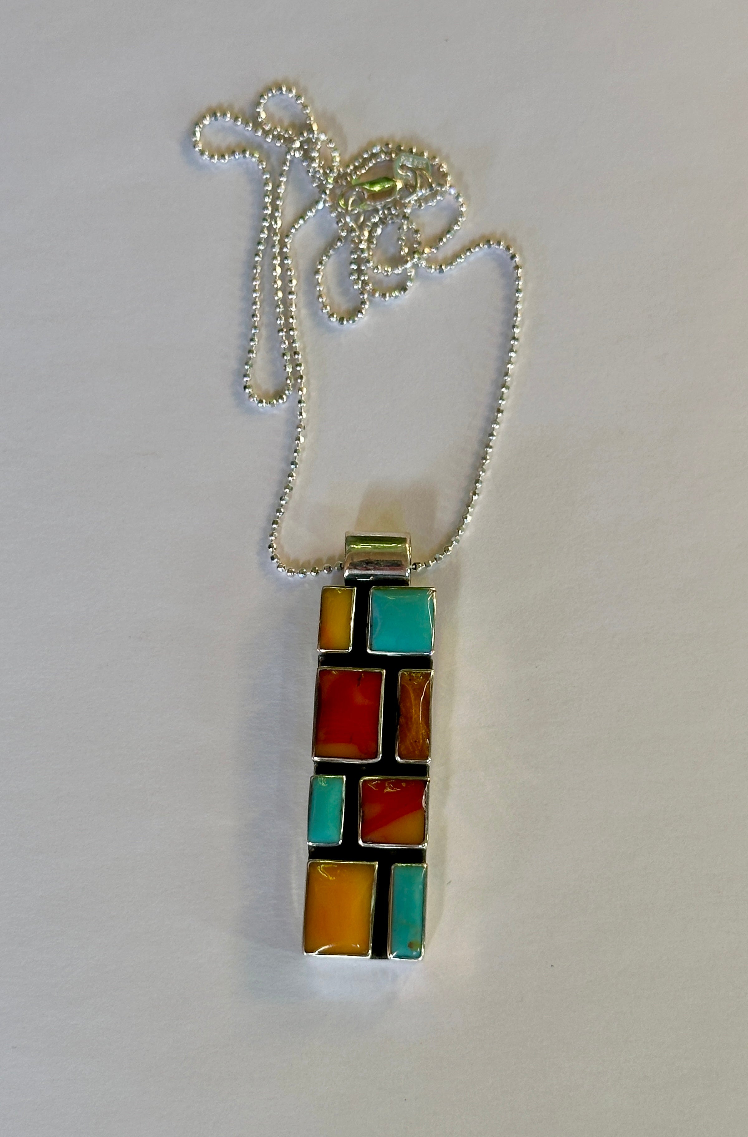 Slim Tejano Mosaic Pendant Necklace