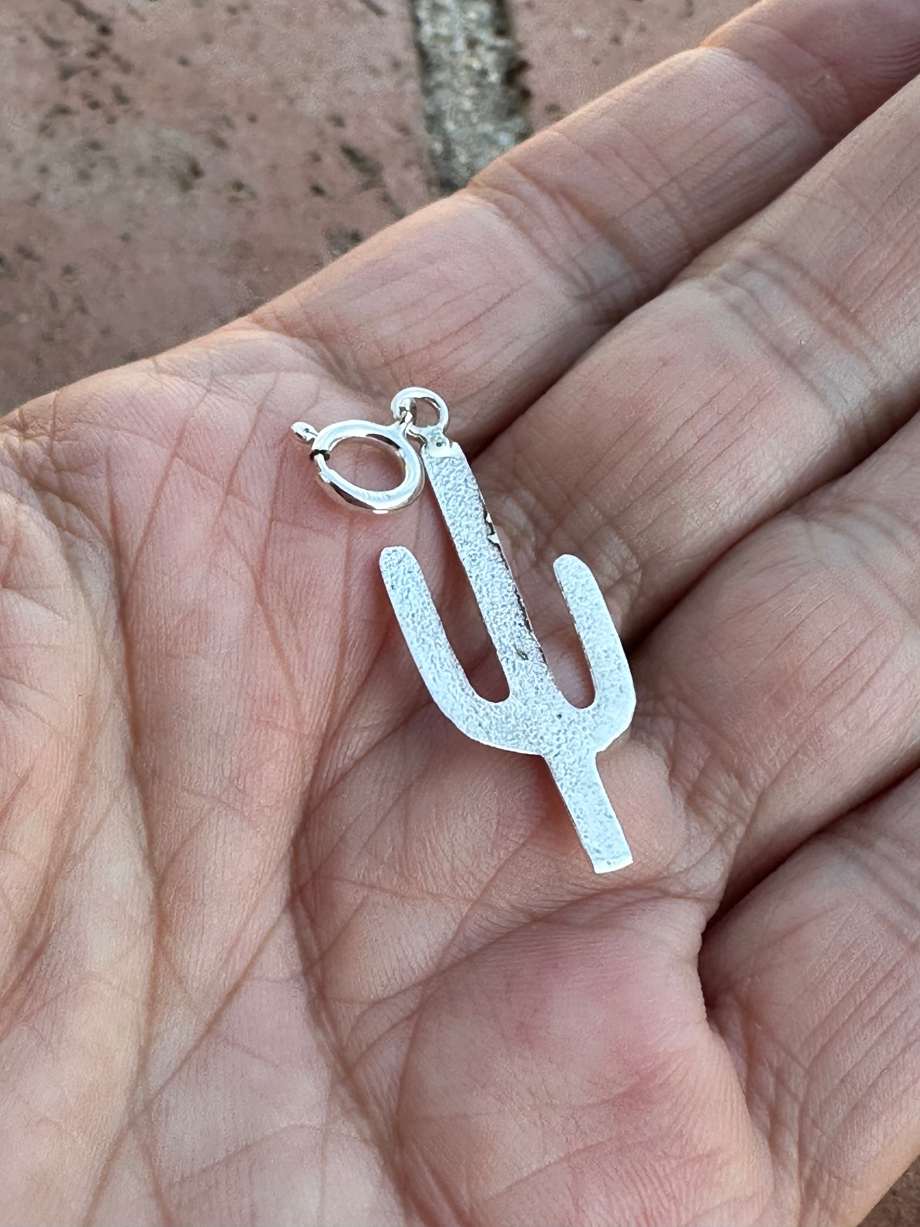 Hand Casted Crafted Sterling Silver Saguaro Charm