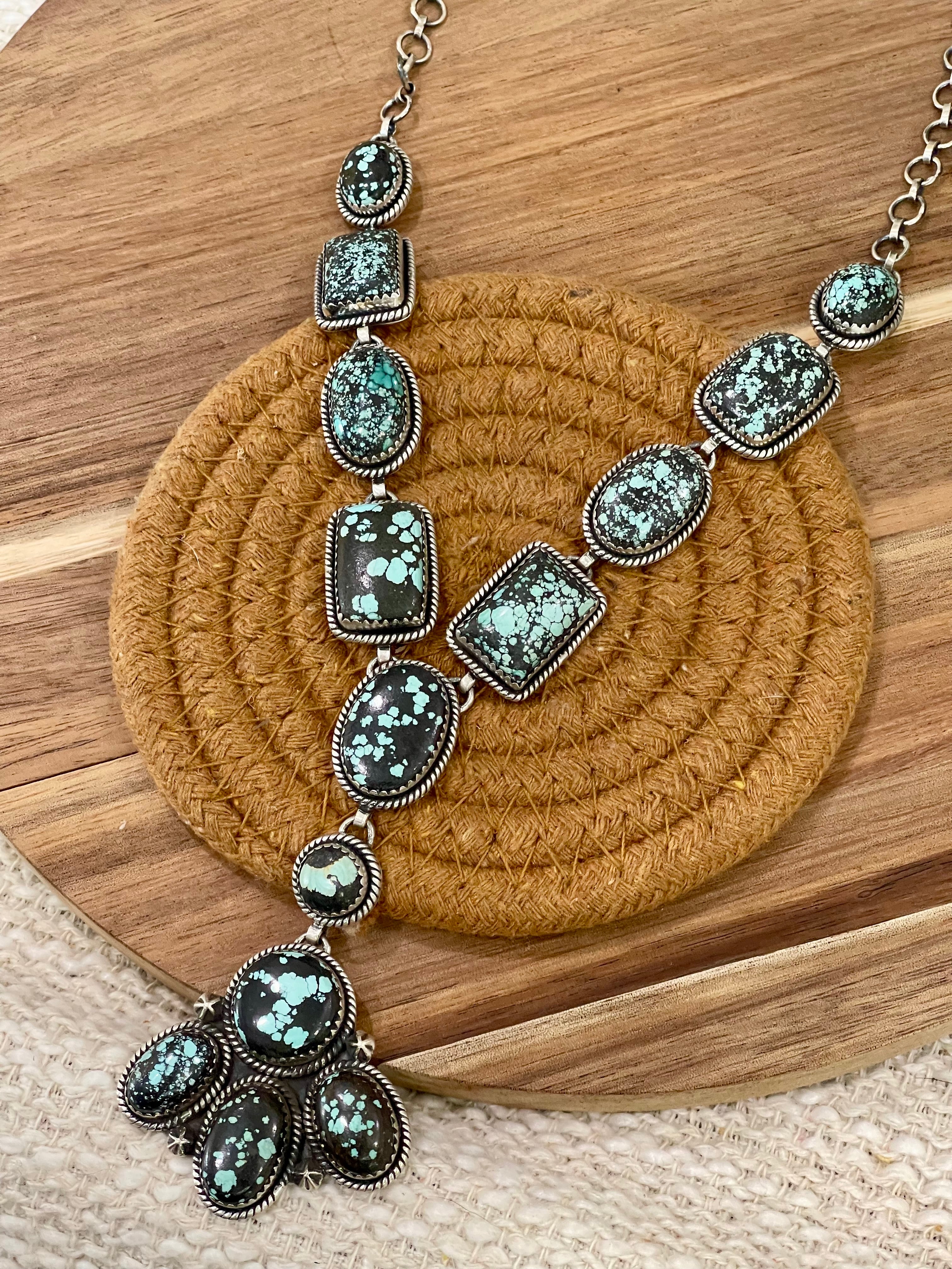 Handcrafted Sterling Silver & New Lander Turquoise Necklace