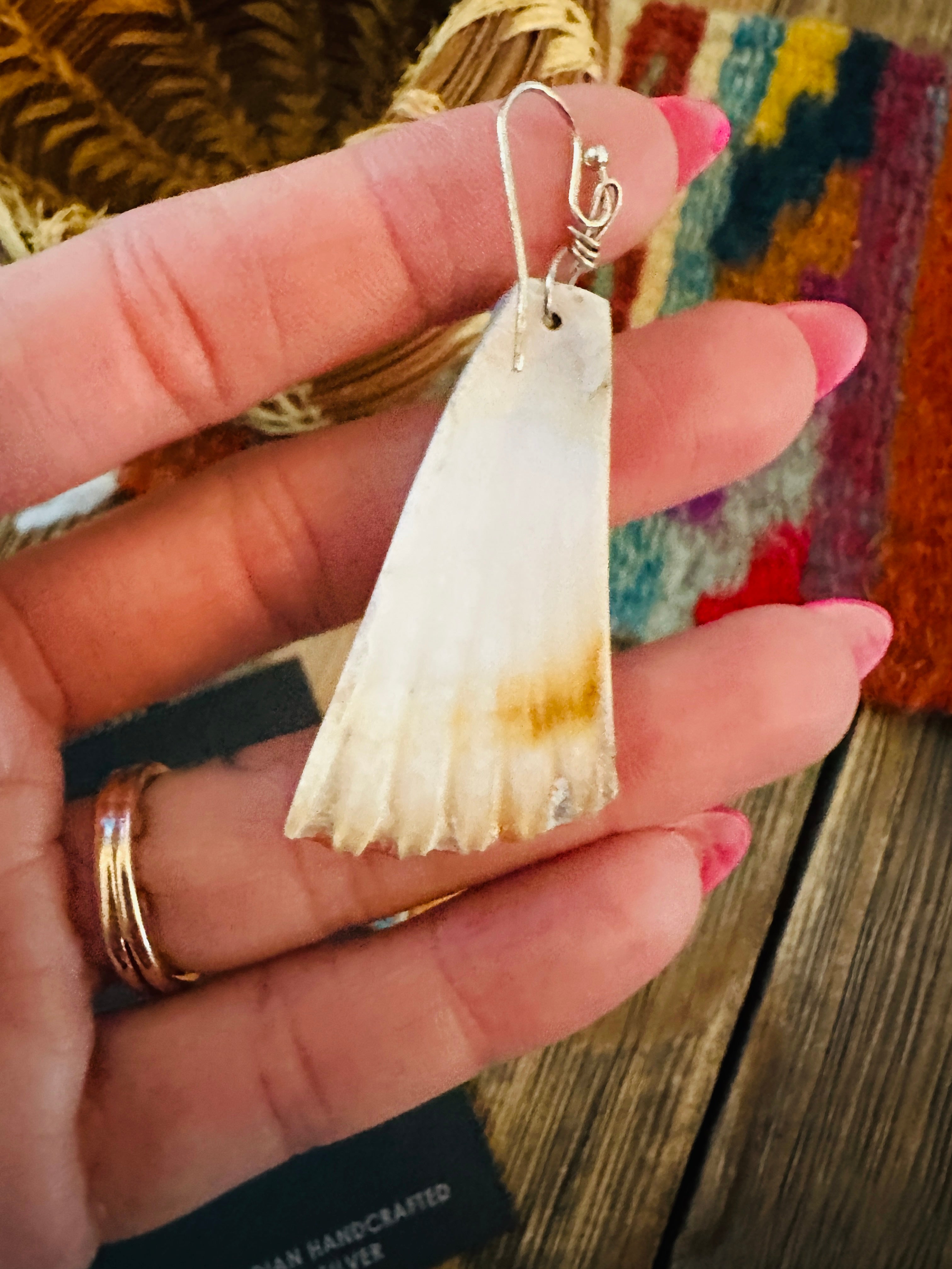 Handcrafted Turquoise & Shell Dangle Earrings