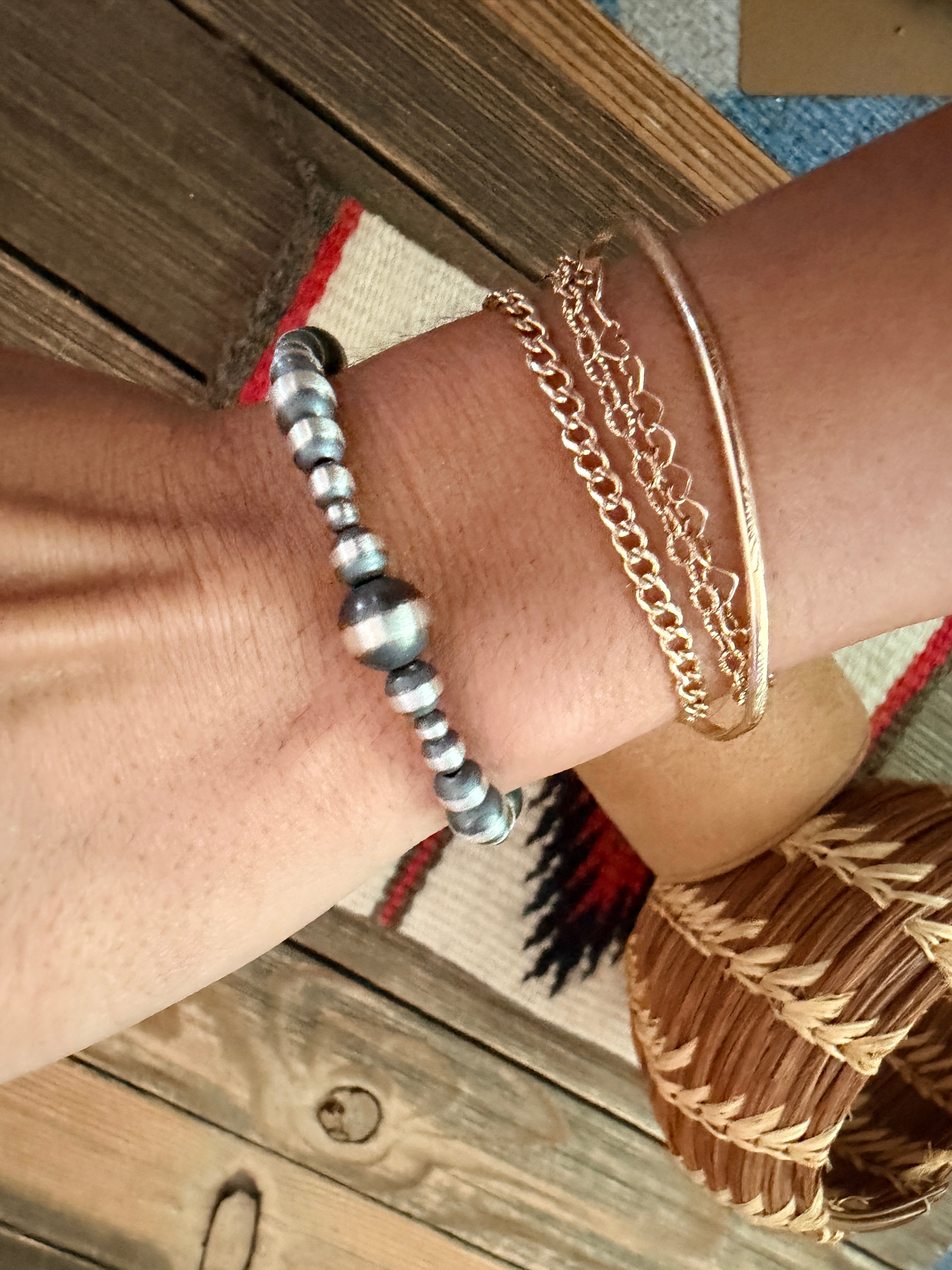 Handcrafted Sterling Silver Pearl Beaded Bracelet