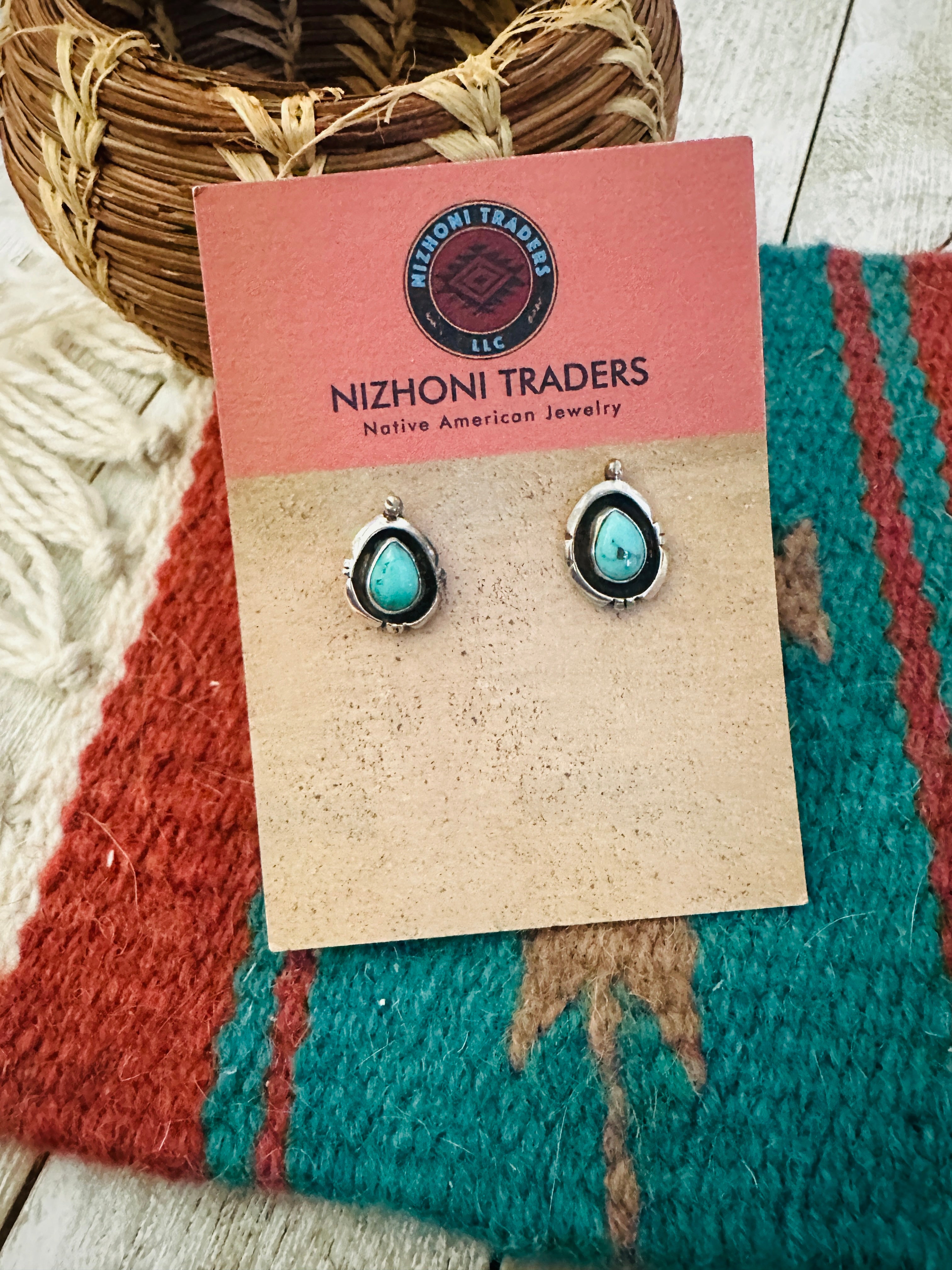 Handcrafted Sterling Silver & Turquoise Stud Earrings