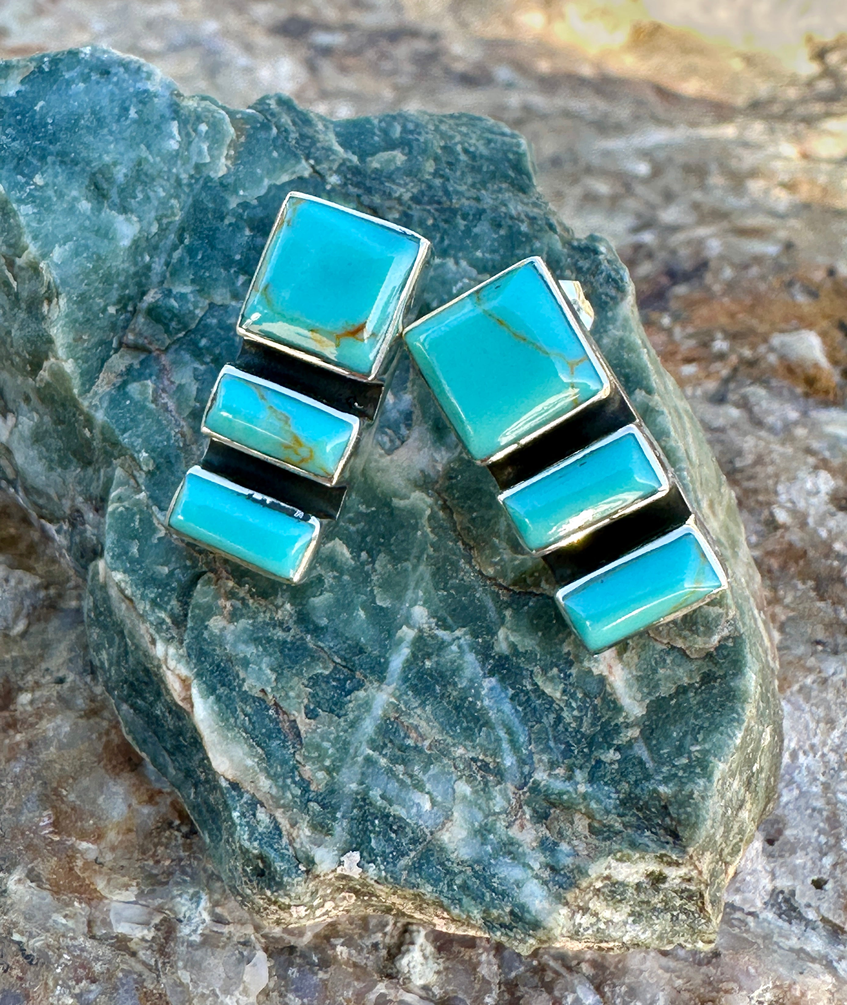 Turquoise Mosaic Sterling Silver Earrings