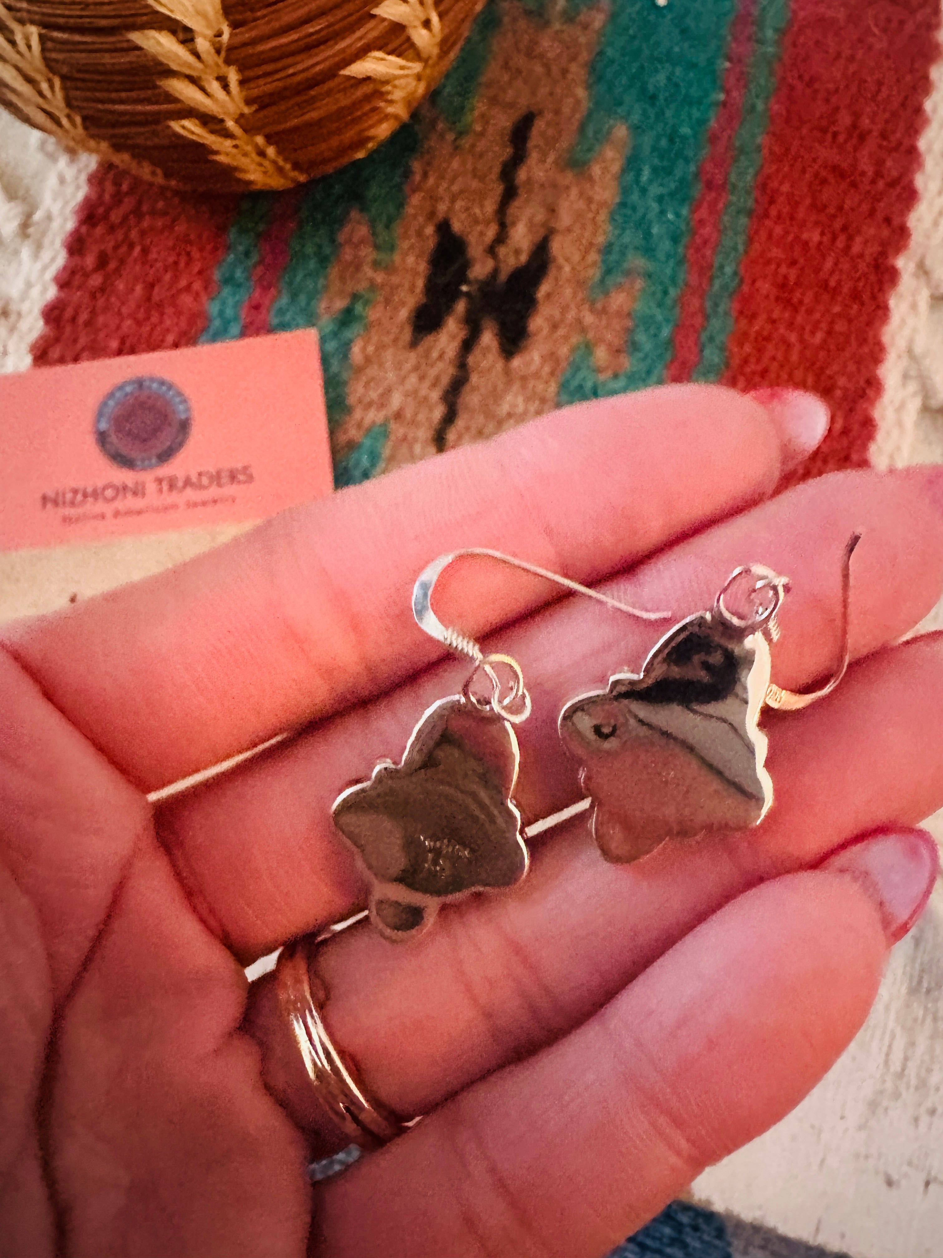 Handcrafted Turquoise & Sterling Silver Cluster Dangle Earrings