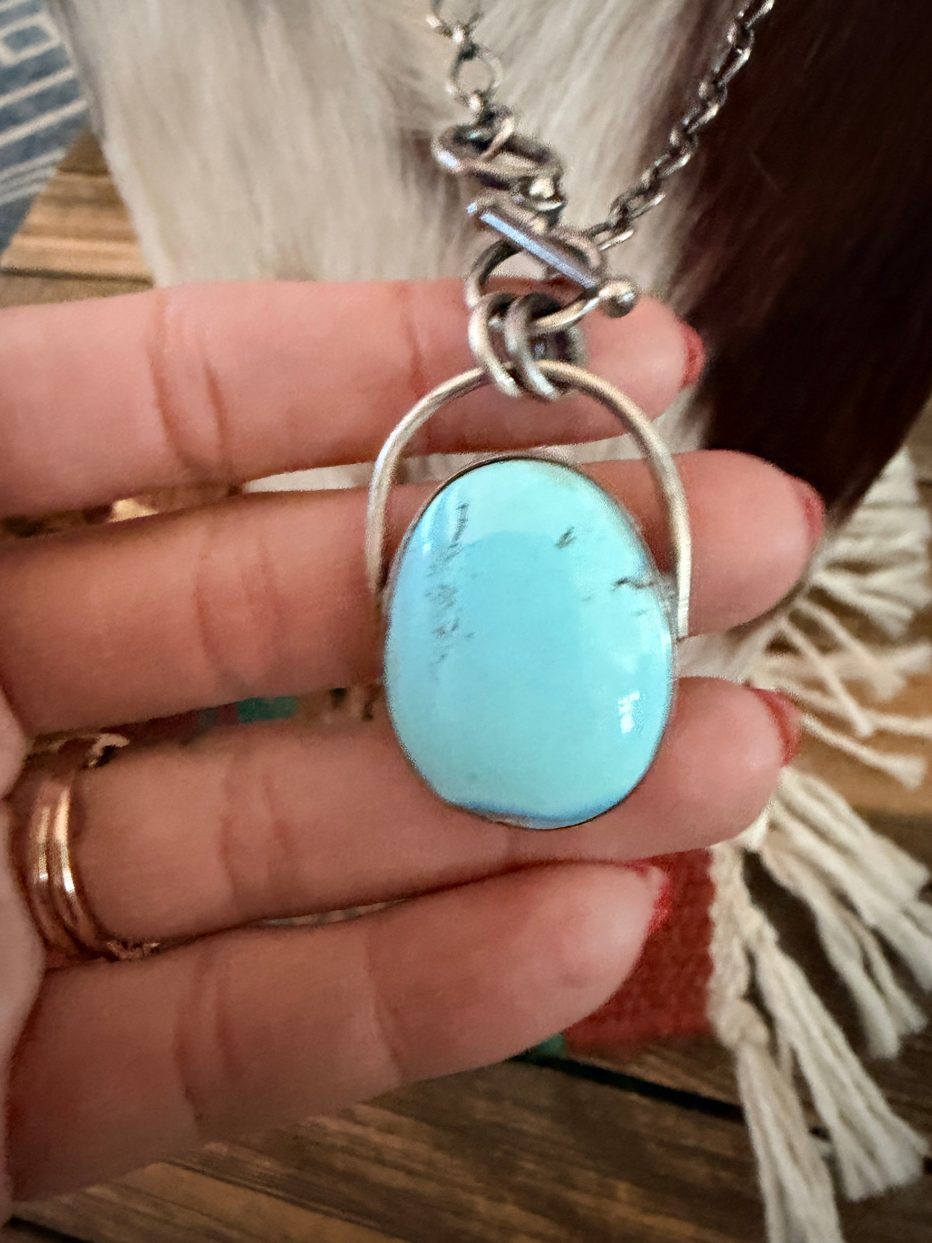 Handcrafted Golden Hills Turquoise & Sterling Silver Necklace by Paul Livingston