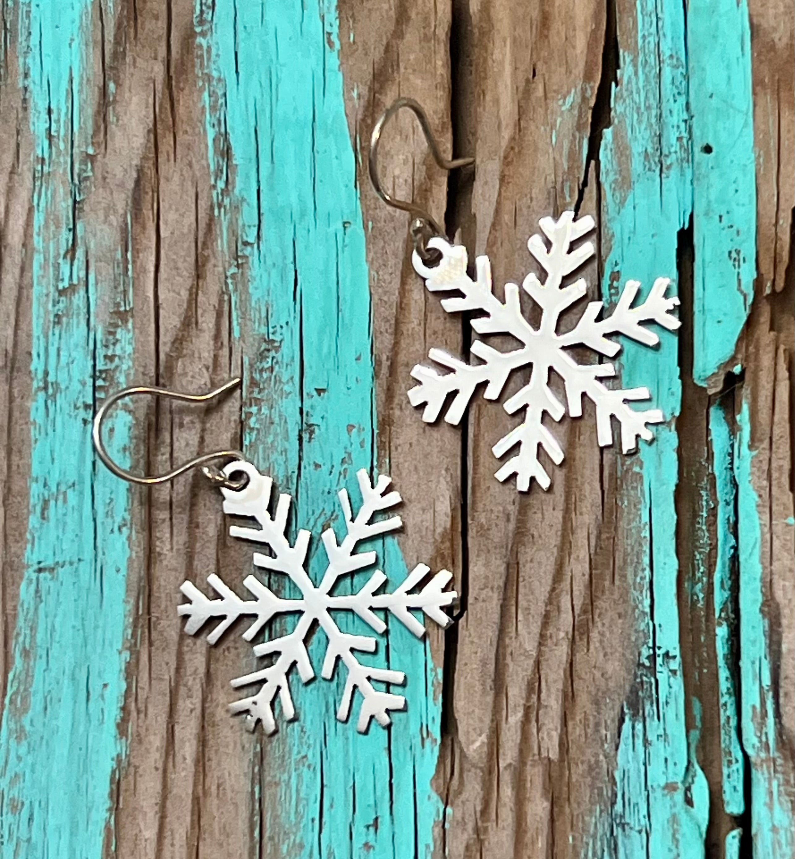 Sterling Silver Snowflake Earrings On Hook