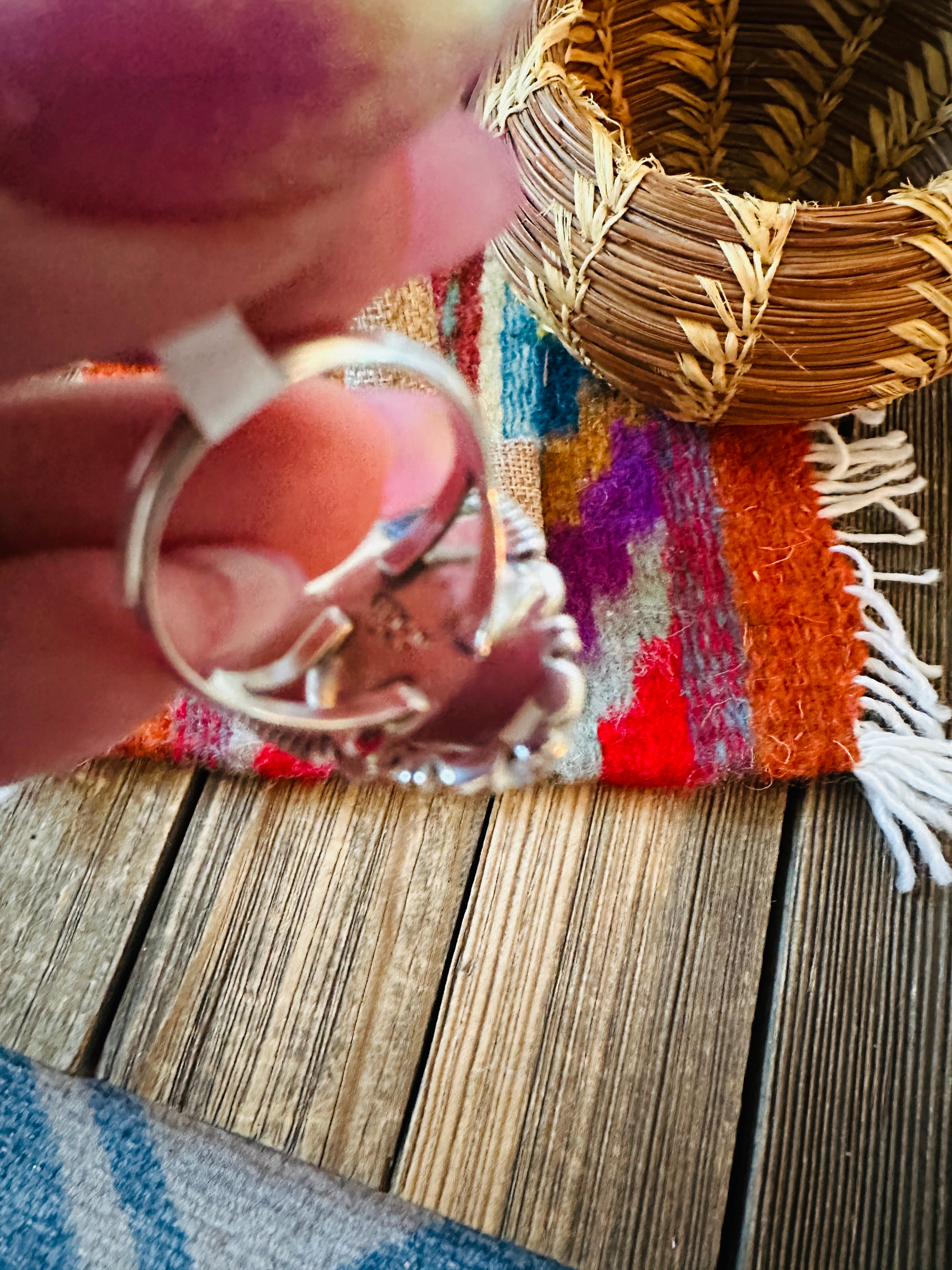 Handcrafted Sonoran Mountain Turquoise & Sterling Silver Ring size 9