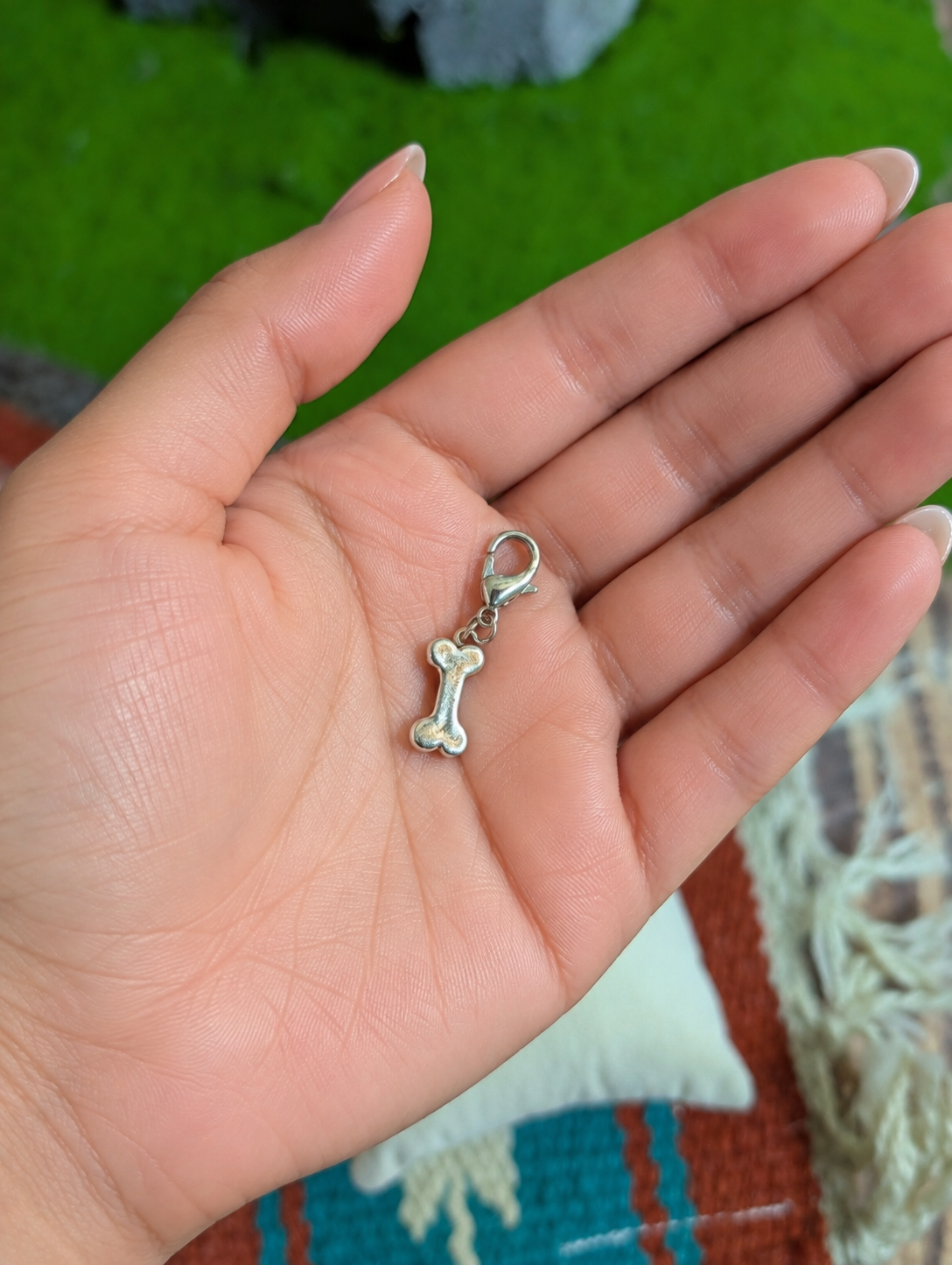 Handcrafted Small Dog Bone Charm Sterling Silver