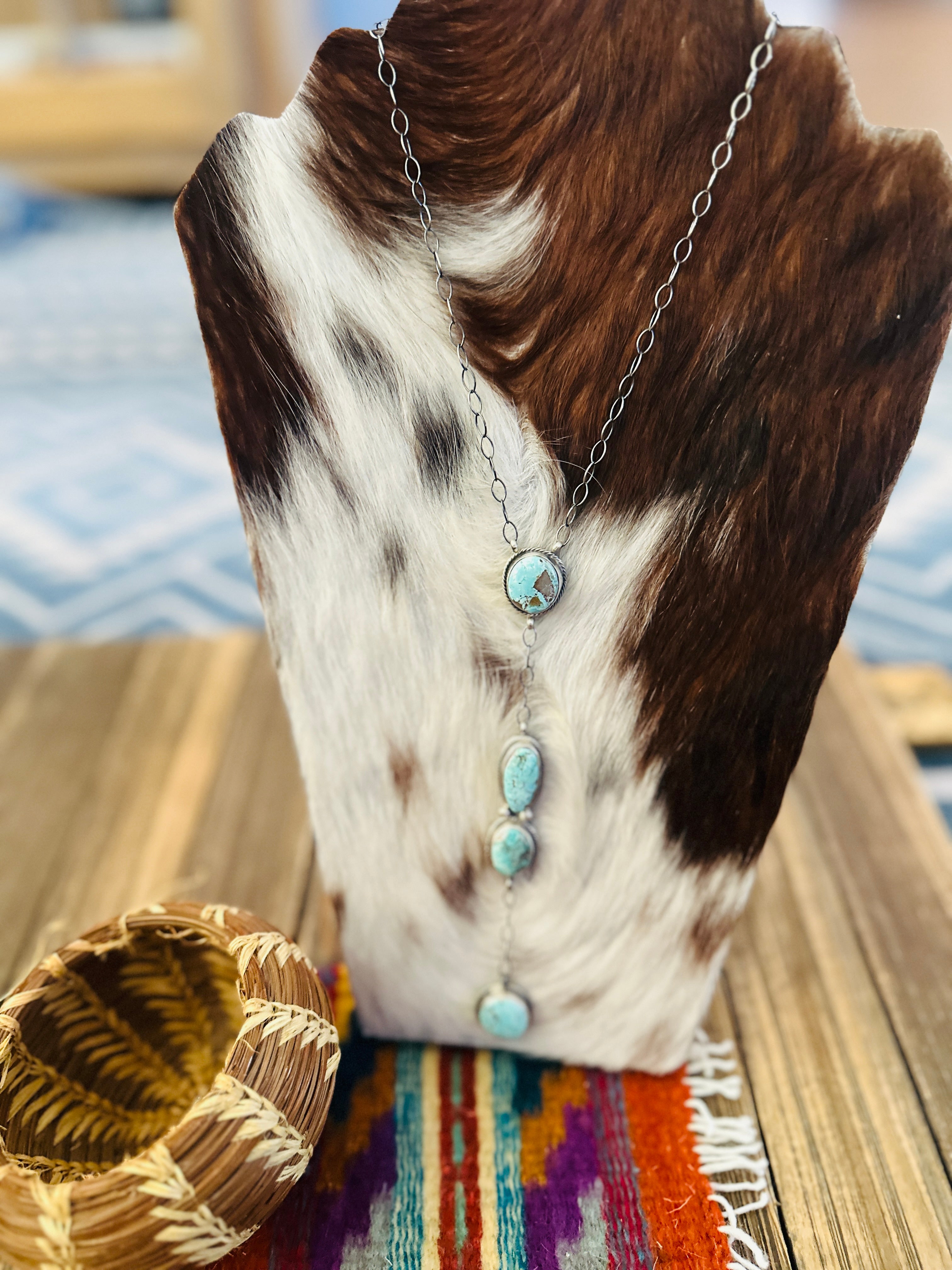 Handcrafted Dry Creek Turquoise & Sterling Silver Lariat Necklace