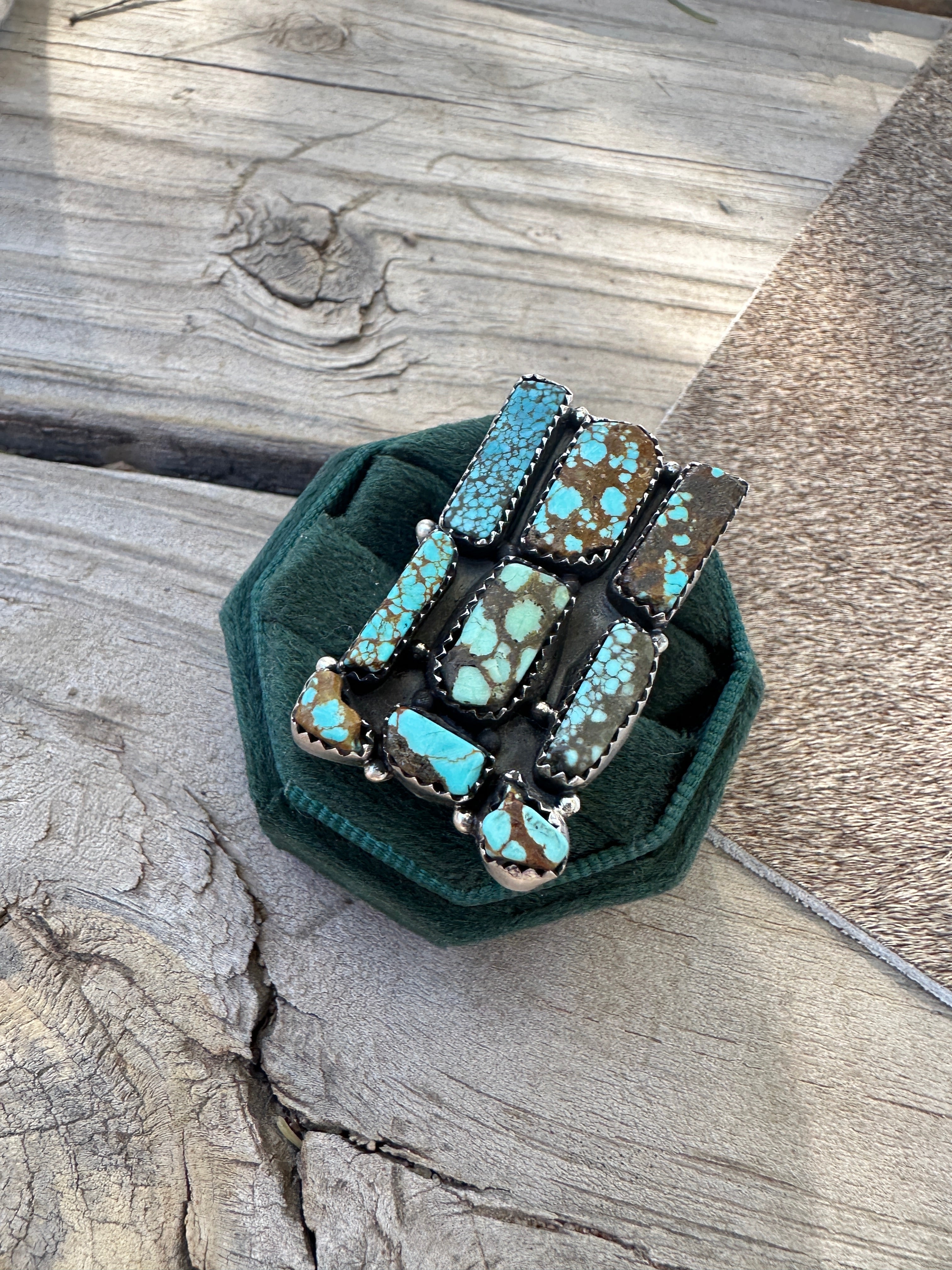 Beautiful Handmade Sterling Silver & Number 8 Turquoise Adjustable Ring