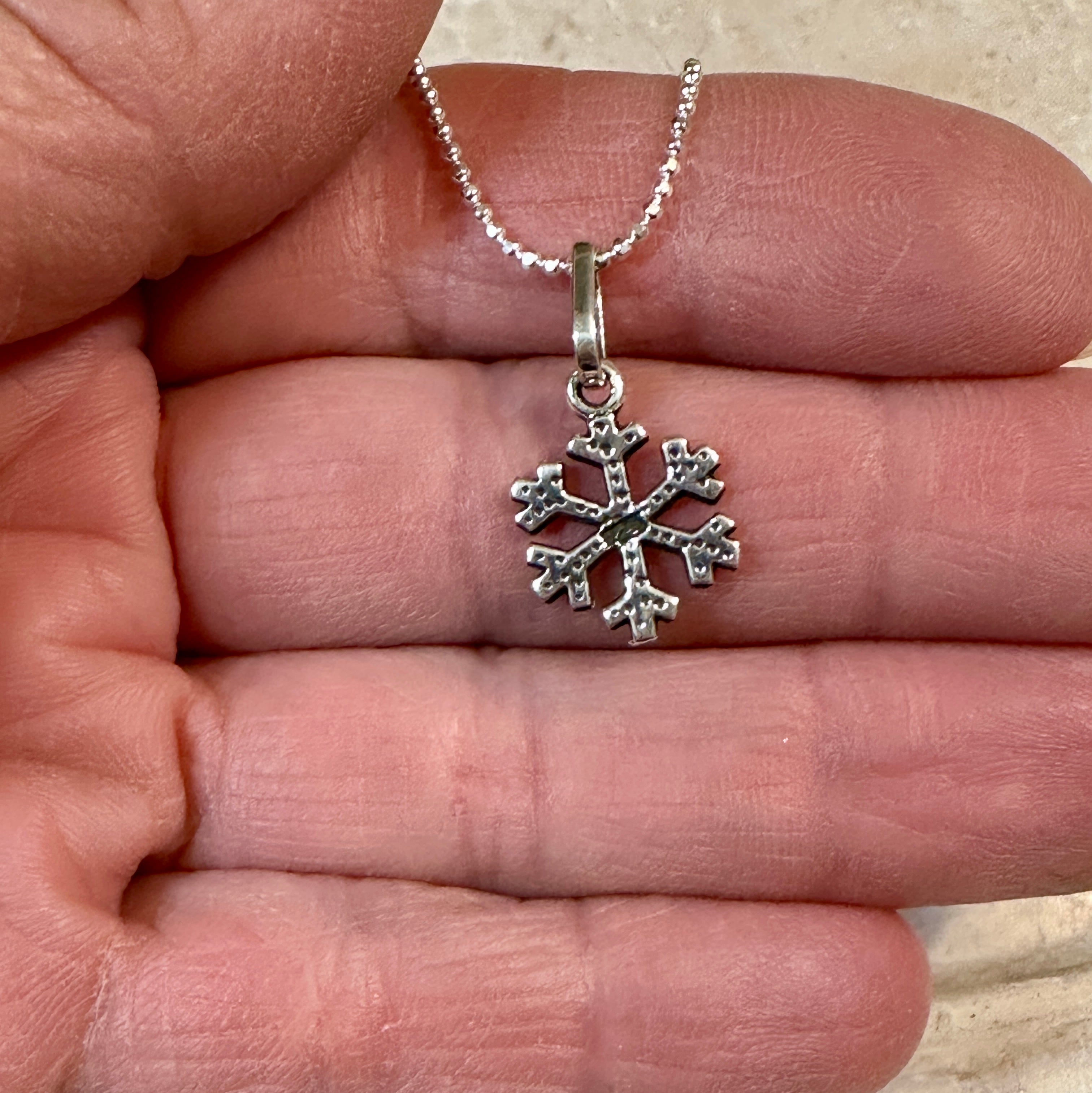 Small Sterling Silver Snowflake Pendant Necklace