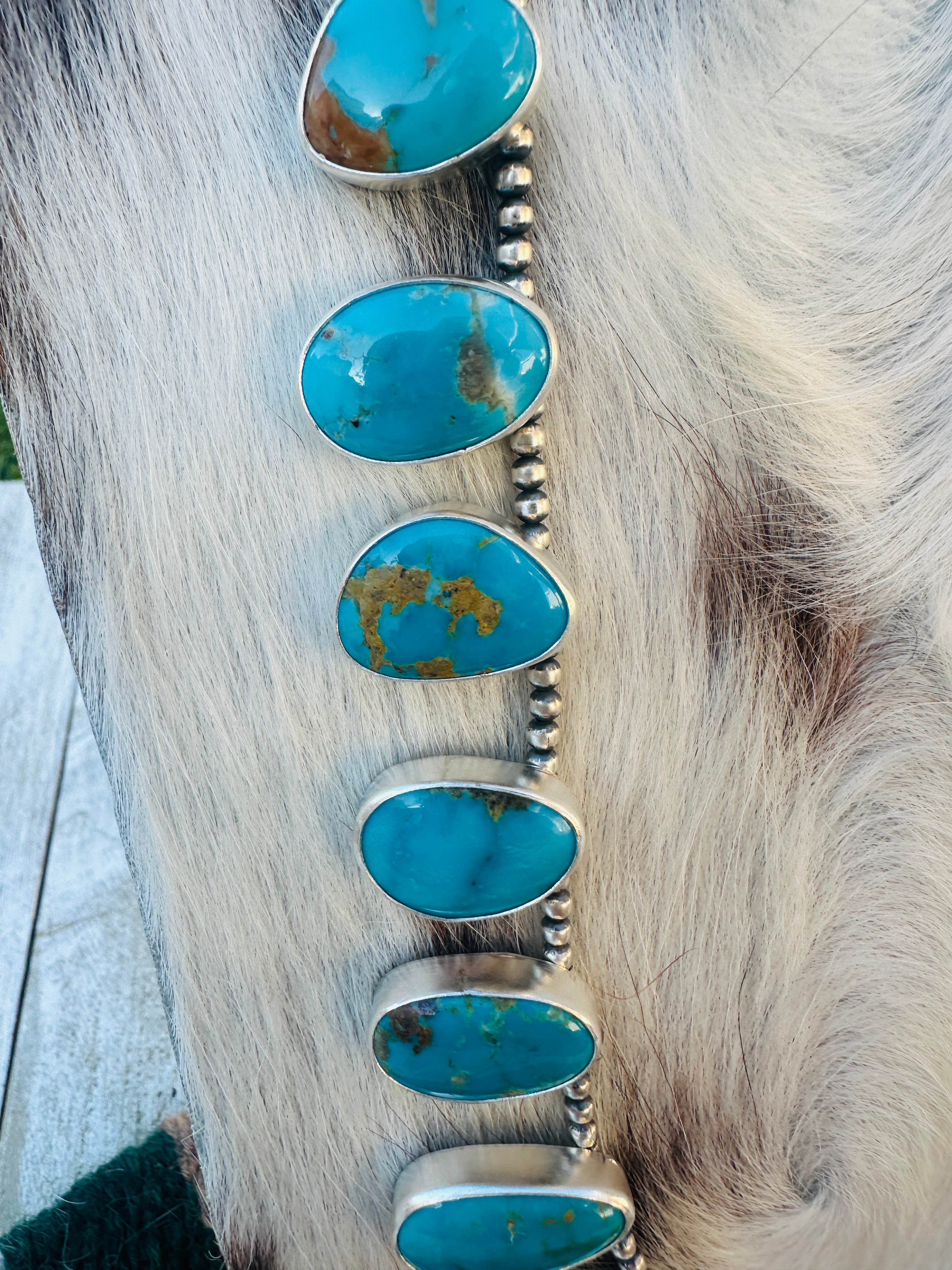 Handcrafted Turquoise & Sterling Silver Necklace and Earring Set