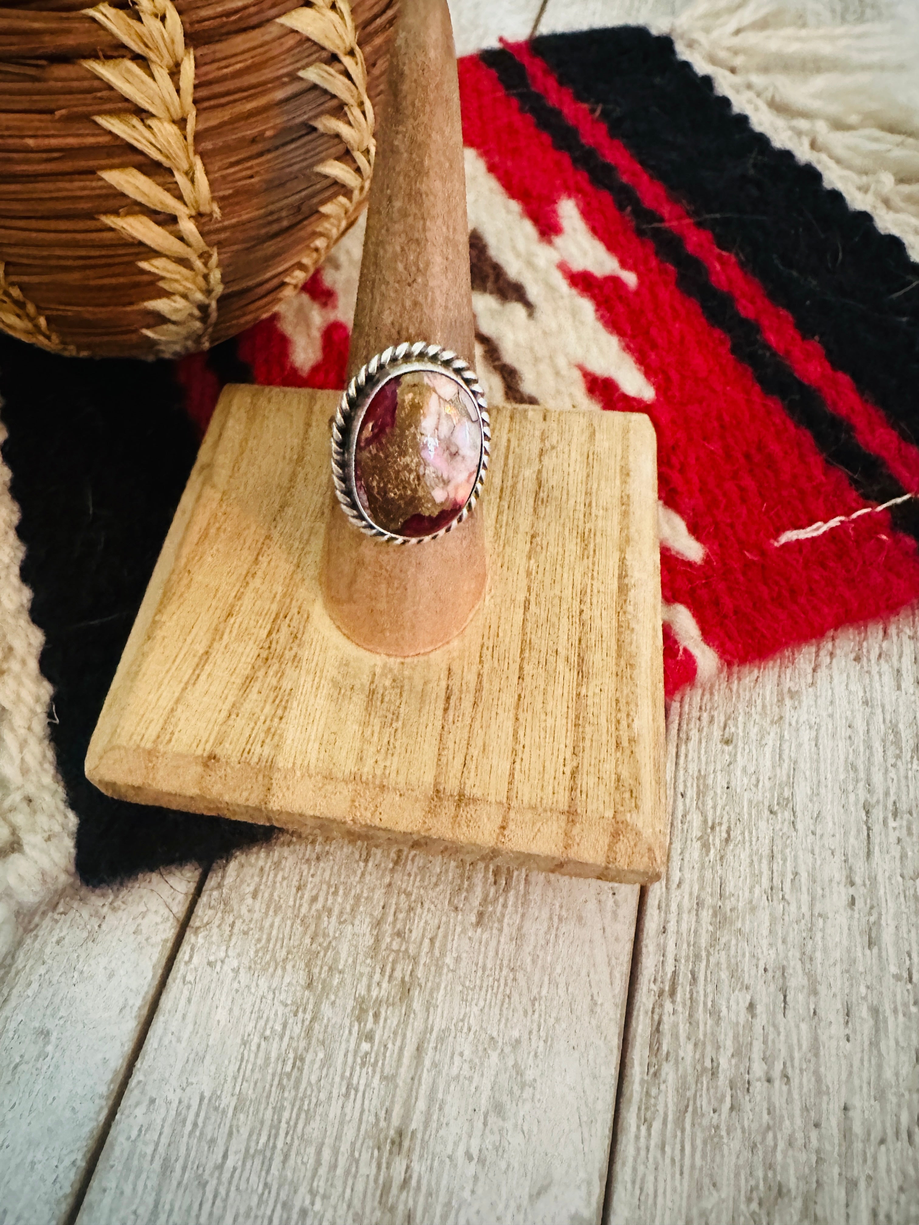 Handcrafted Sterling Silver & Rose Dahlia Adjustable Ring