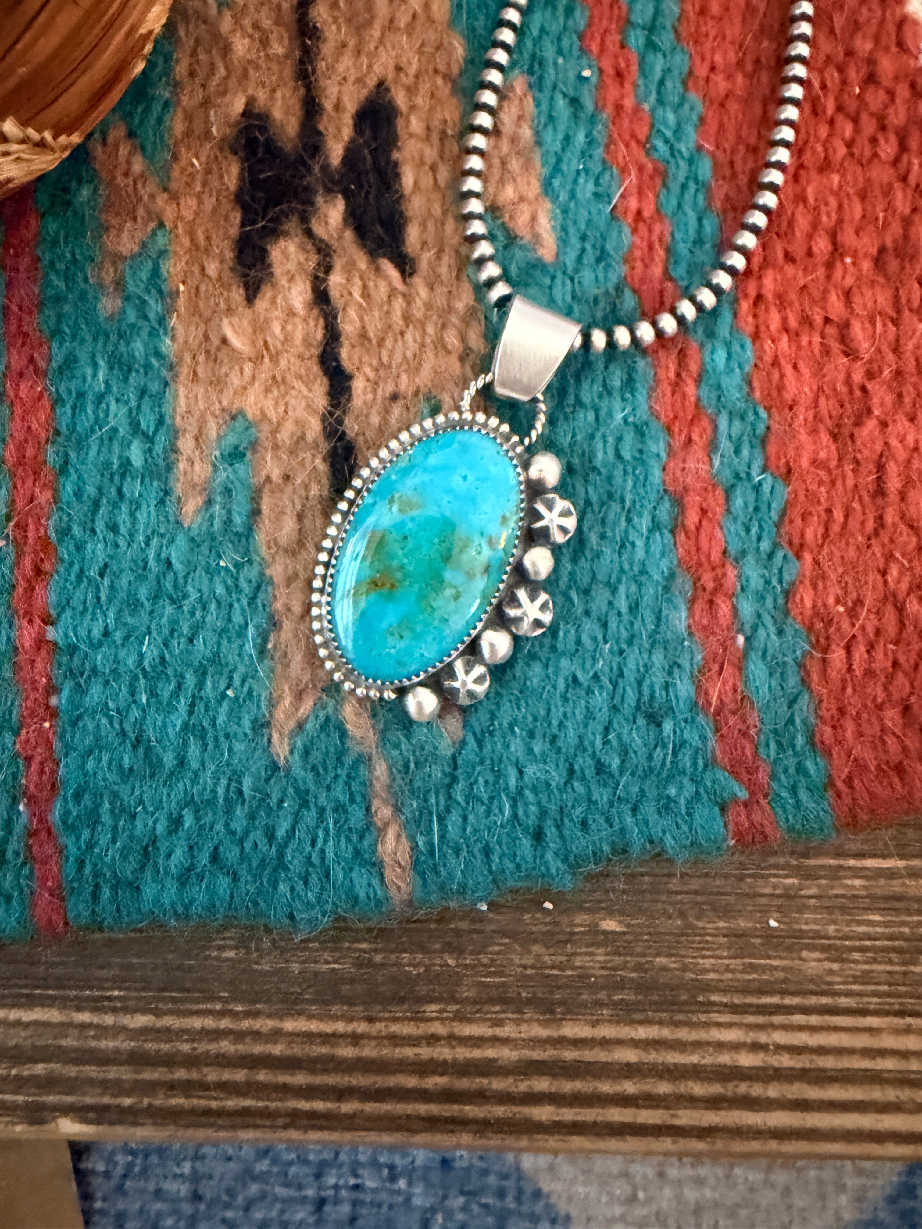 Handmade Sterling Silver & Tyrone Turquoise Pendant