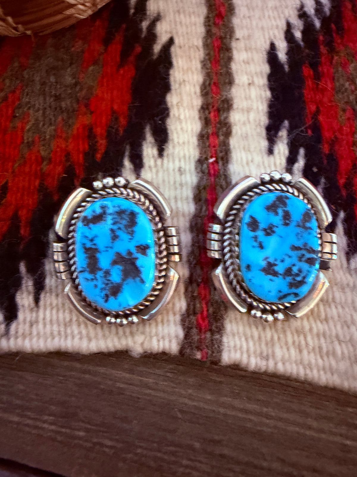 Handcrafted Turquoise & Sterling Silver Clip On Earrings