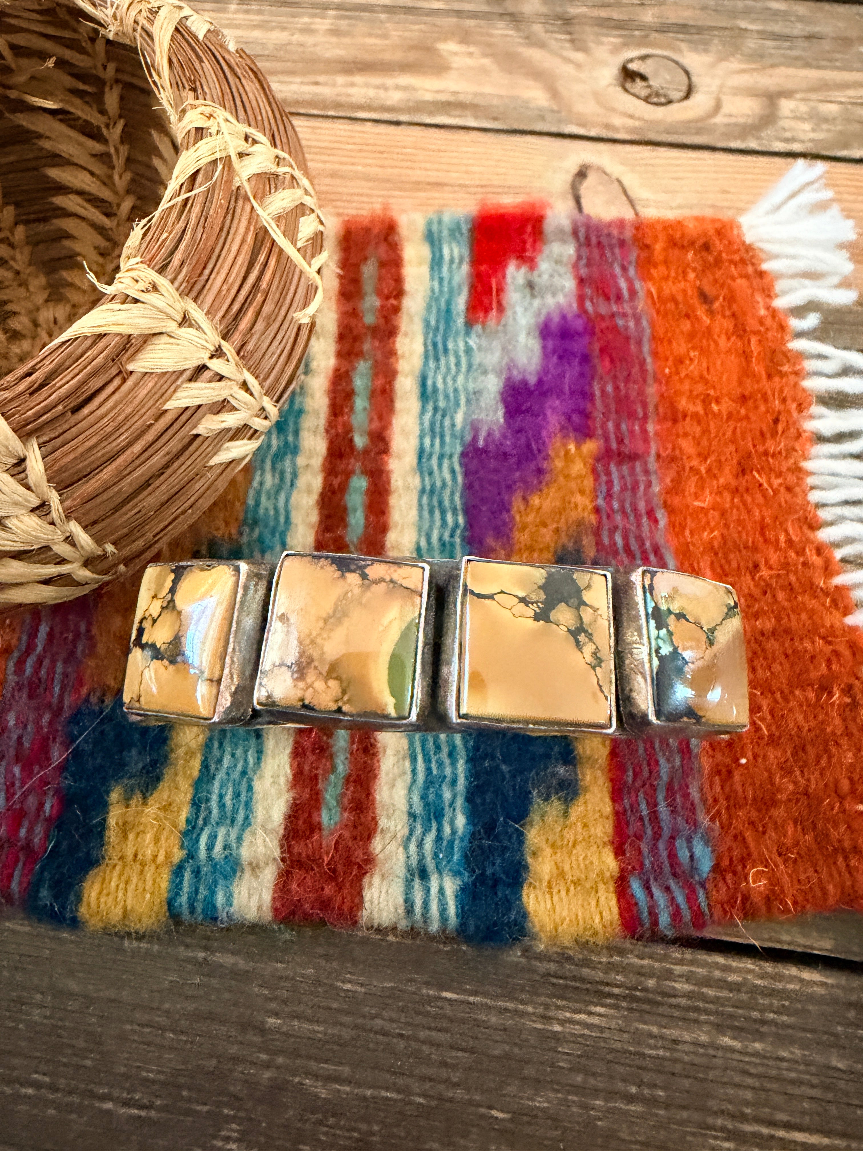 Handcrafted Tibetan Turquoise & Sterling Silver Cuff Bracelet by Nora Bill