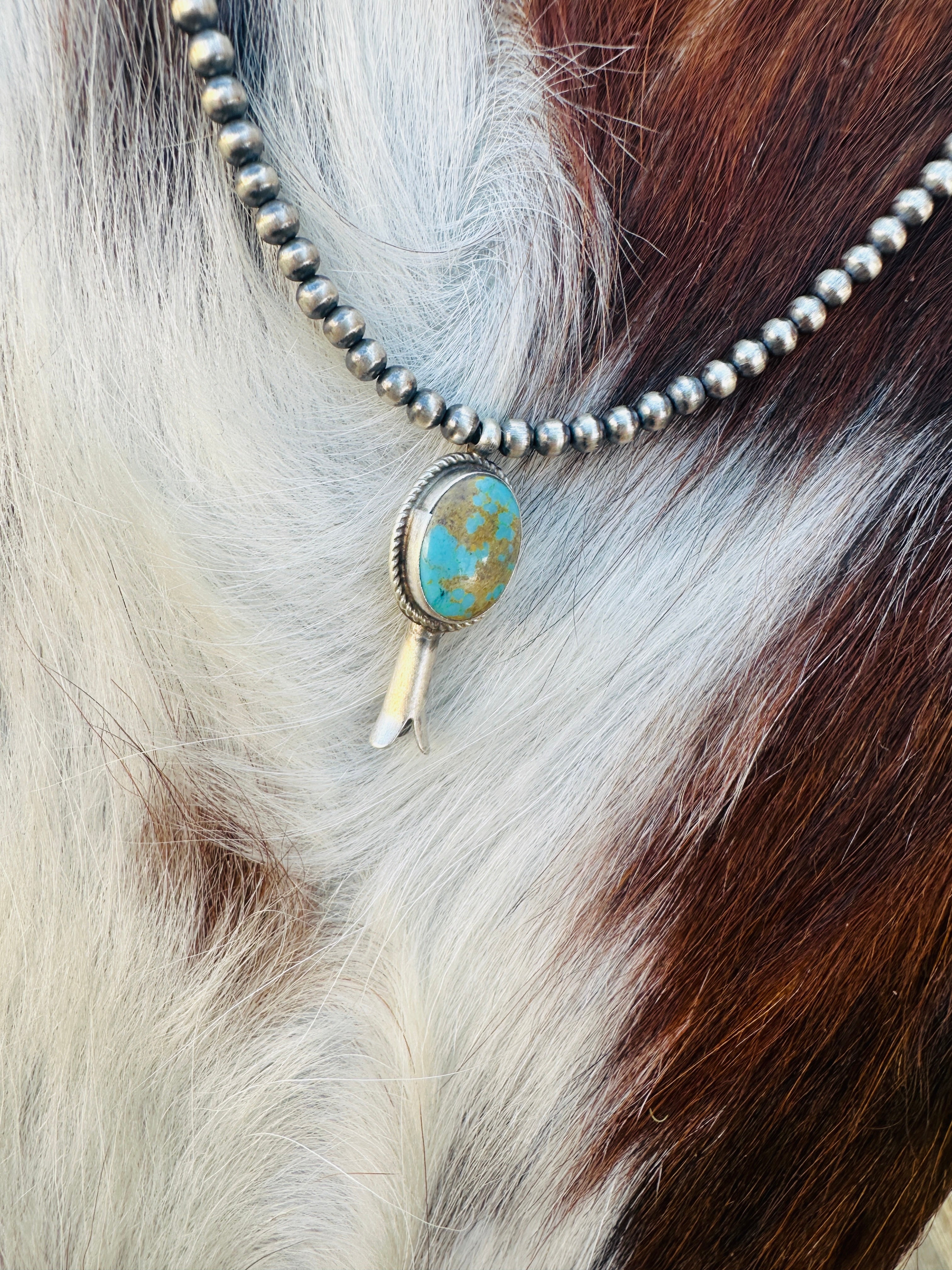 Handcrafted Turquoise & Sterling Silver Beaded Blossom Necklace