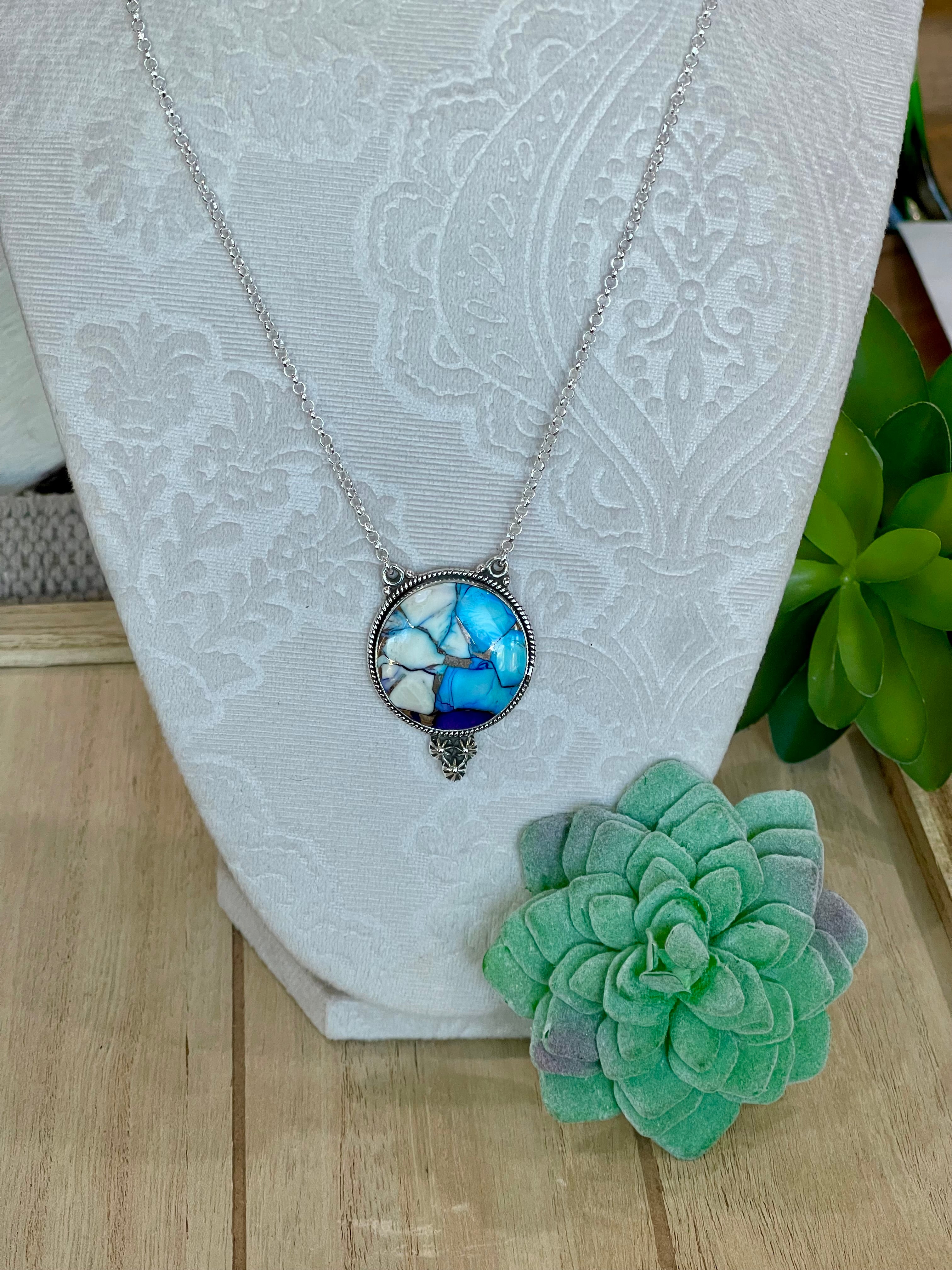 Handmade Sterling Silver & Purple Dream Mojave Heart Necklace