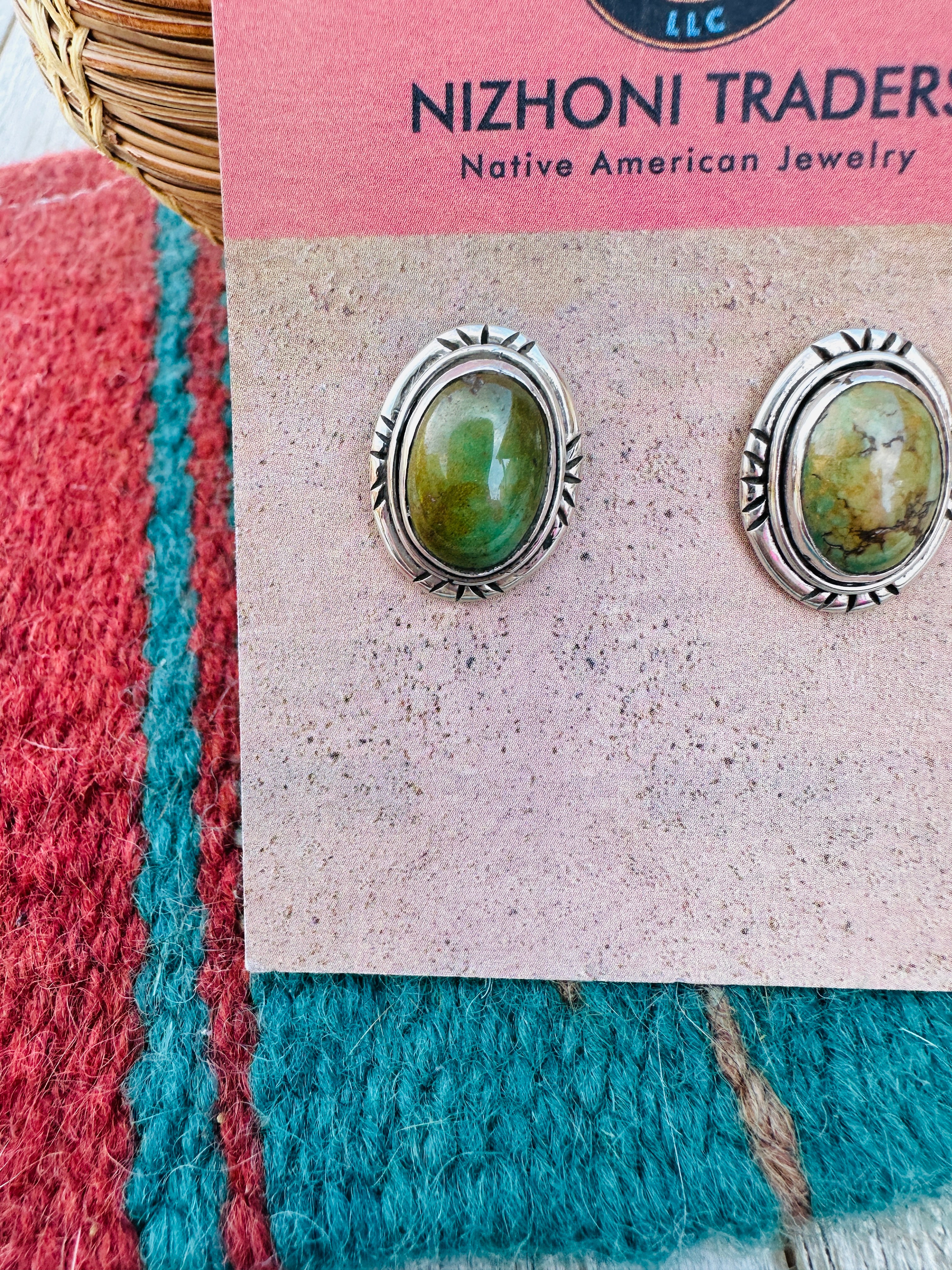 Handcrafted Sterling Silver & Turquoise Stud Earrings