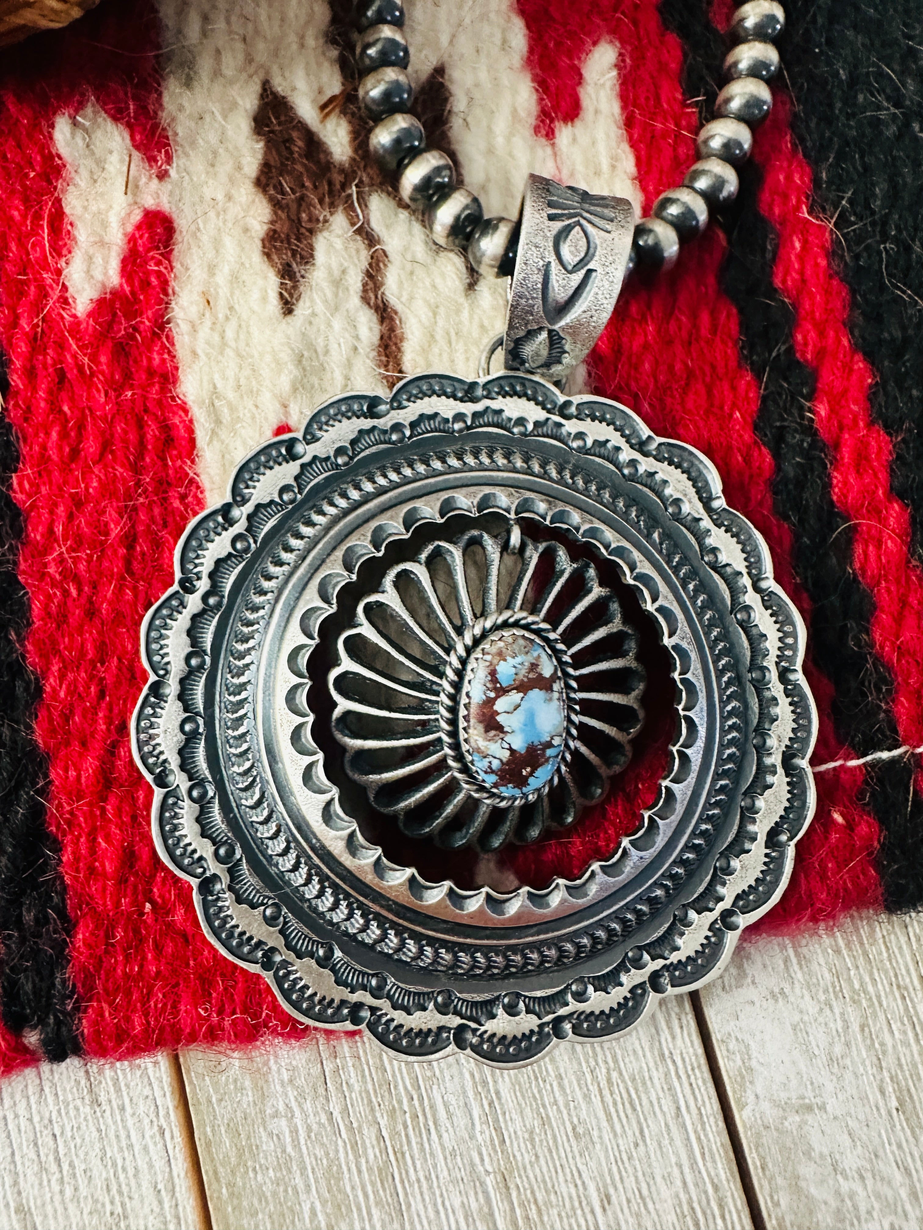 Handcrafted Sterling Silver & Golden Hills Turquoise Pendant by Kevin Billah