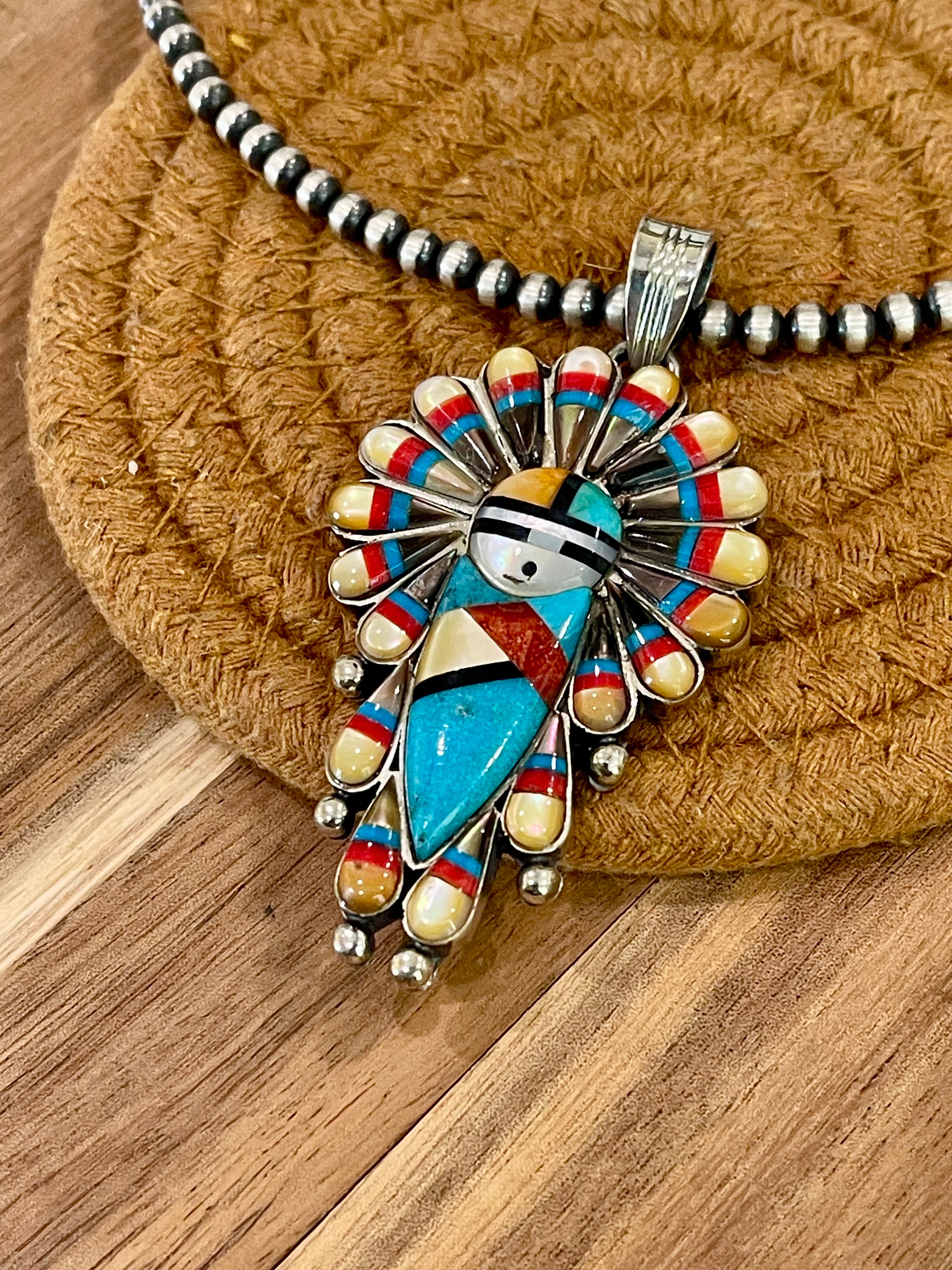 Handmade Sterling Silver & Multi Stone Sunface Pendant