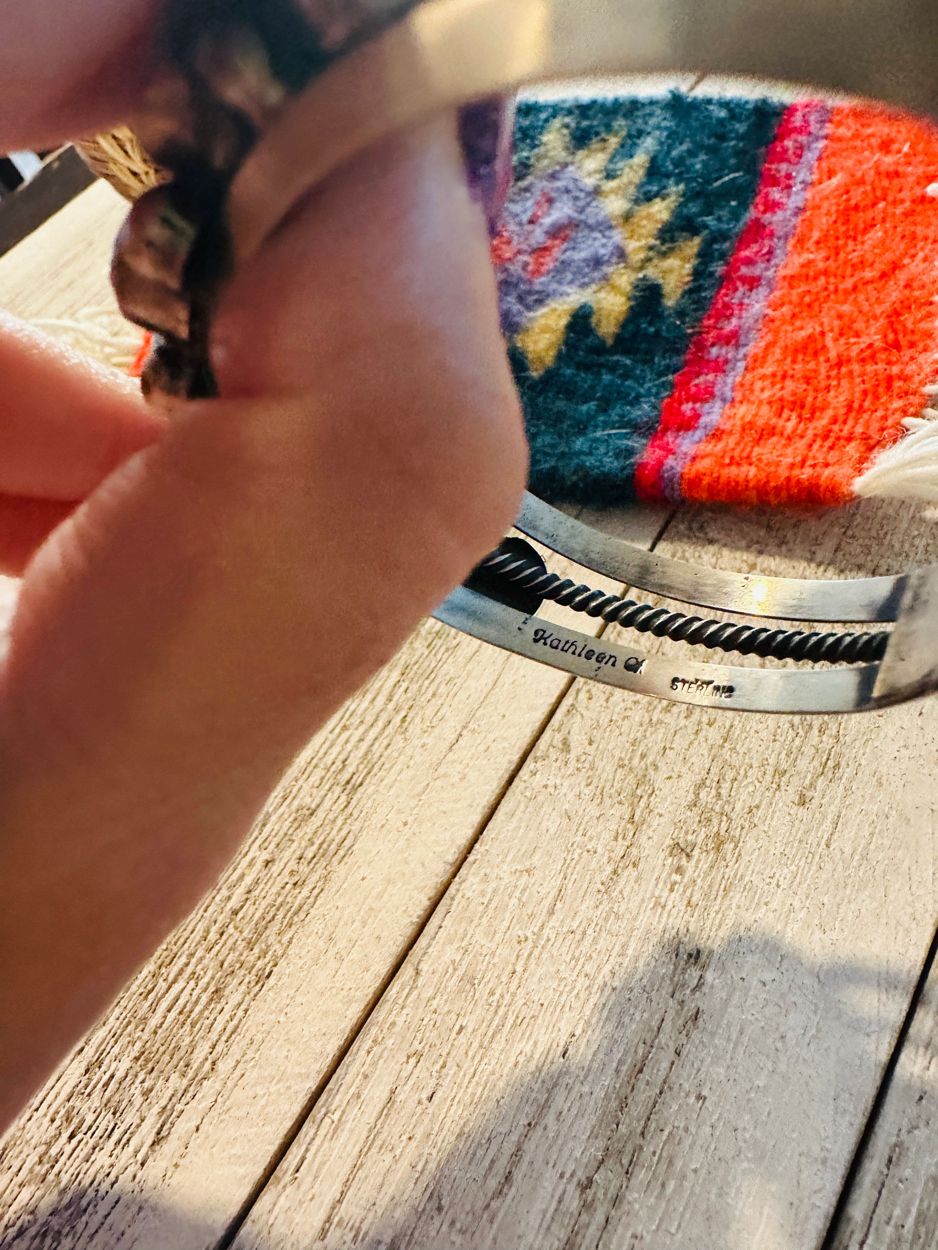 Handcrafted Golden Hills Turquoise & Sterling Silver Cuff Bracelet by Kathleen Chavez /