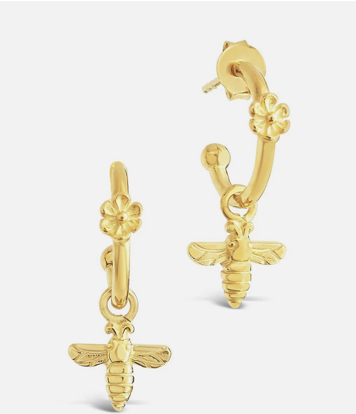 Gold Plated Bee & Daisy Earrings