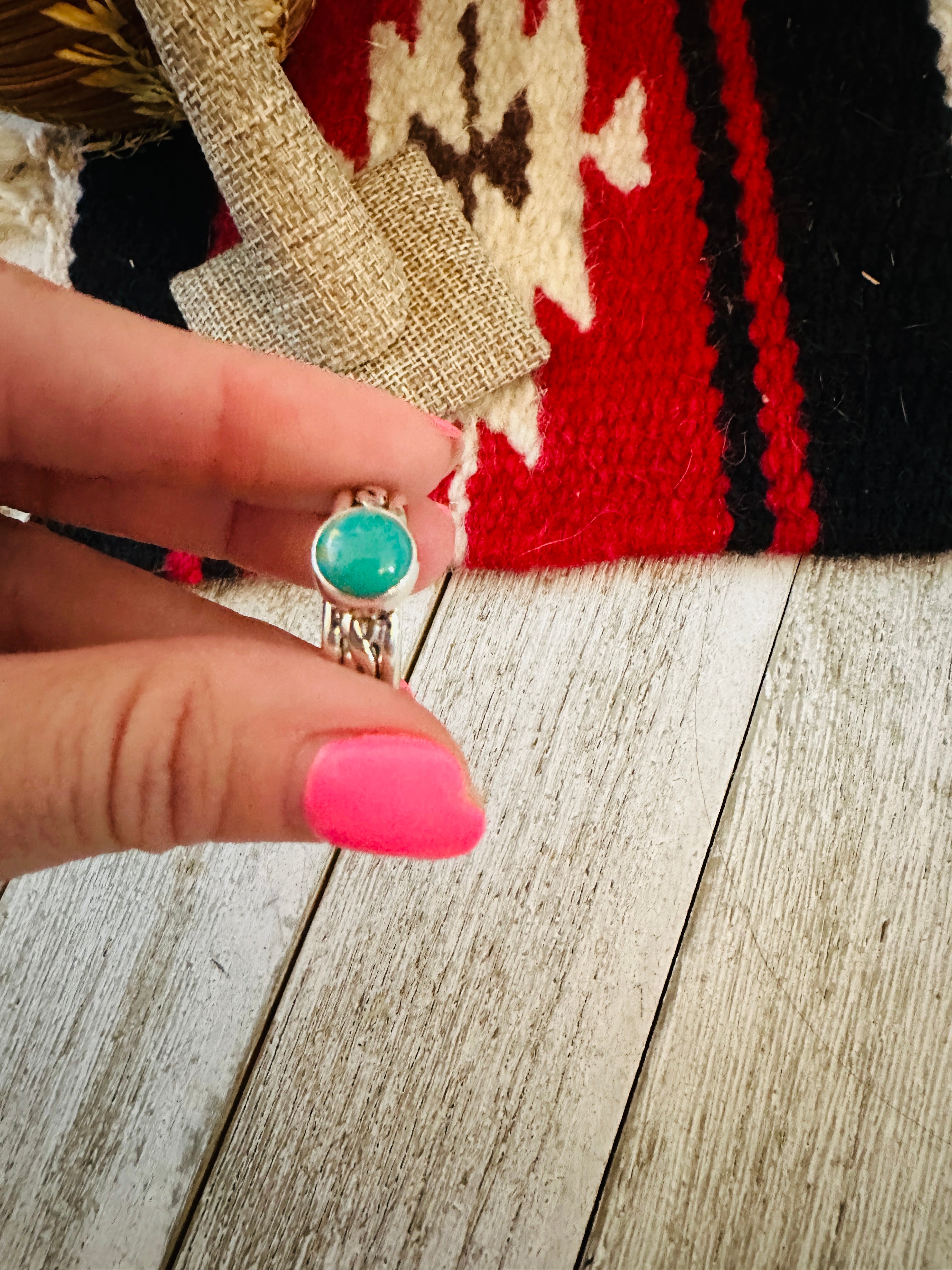 Navajo Turquoise & Sterling Silver Ring Size 5