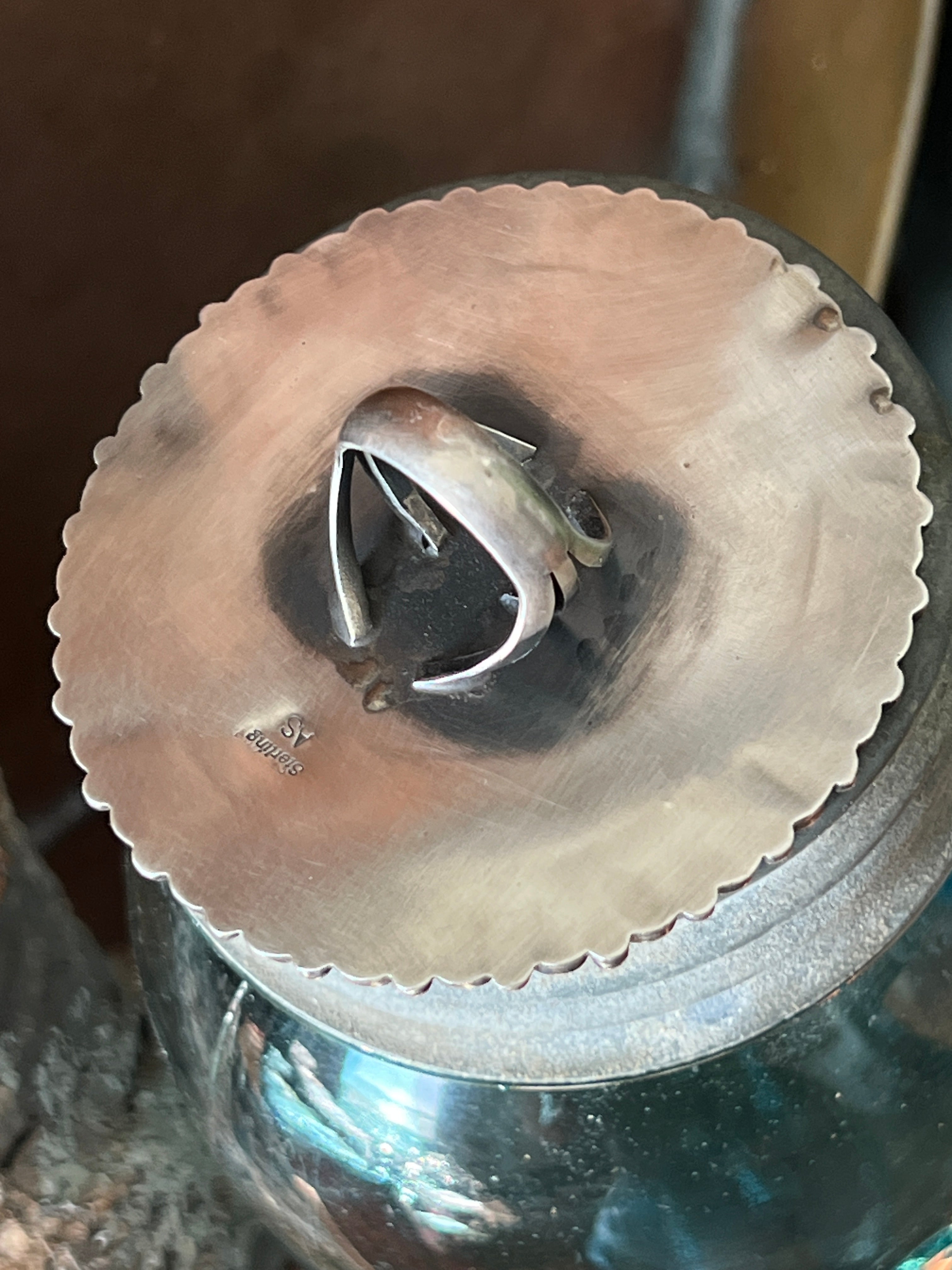 Handcrafted Sterling Silver and Purple Spiny Oyster Cluster Ring by Anthony Skeets, Size 7