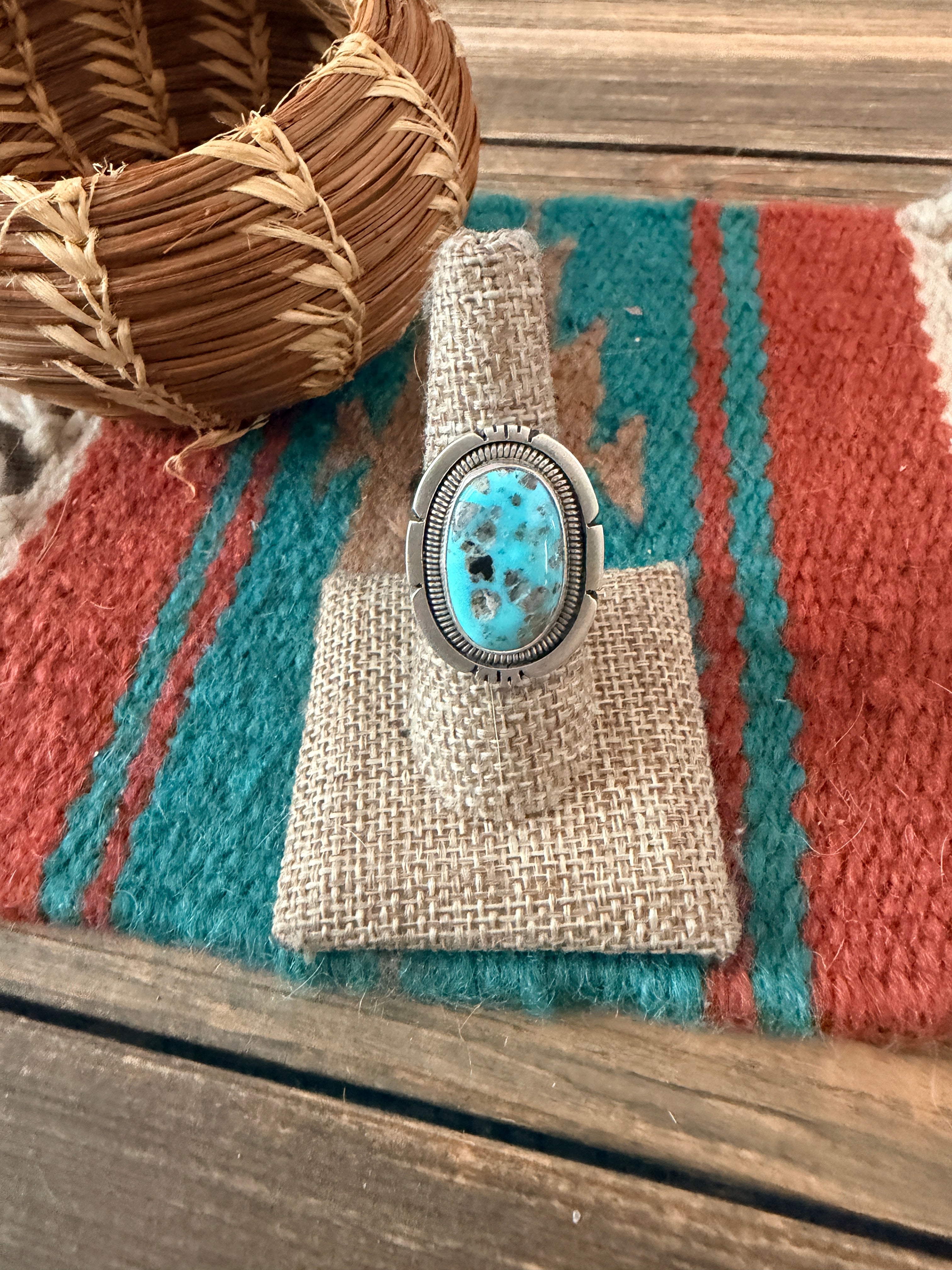 Handcrafted Turquoise & Sterling Silver Adjustable Ring
