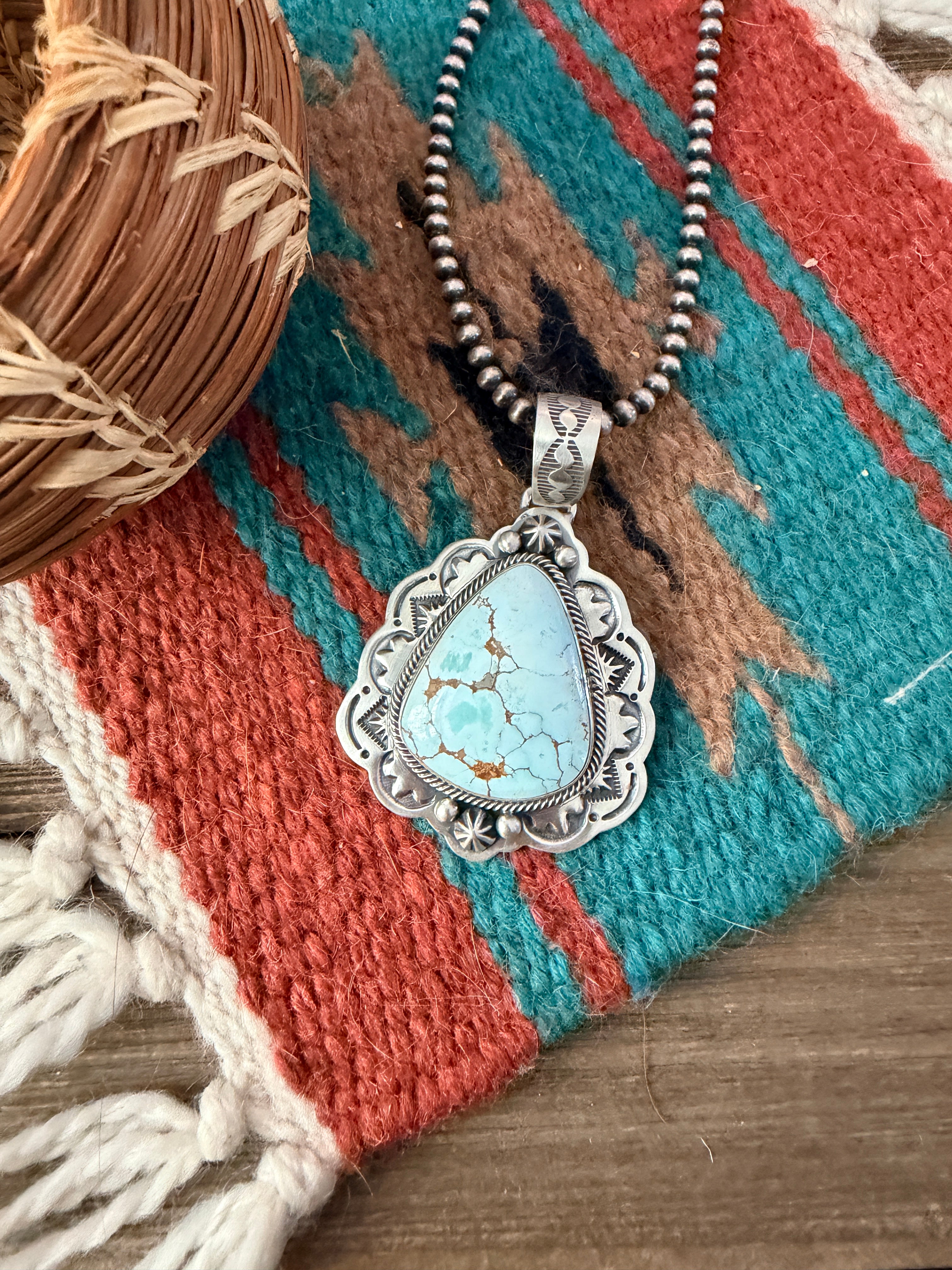 Handcrafted Sterling Silver & Dry Creek Turquoise Pendant by Randy Boyd