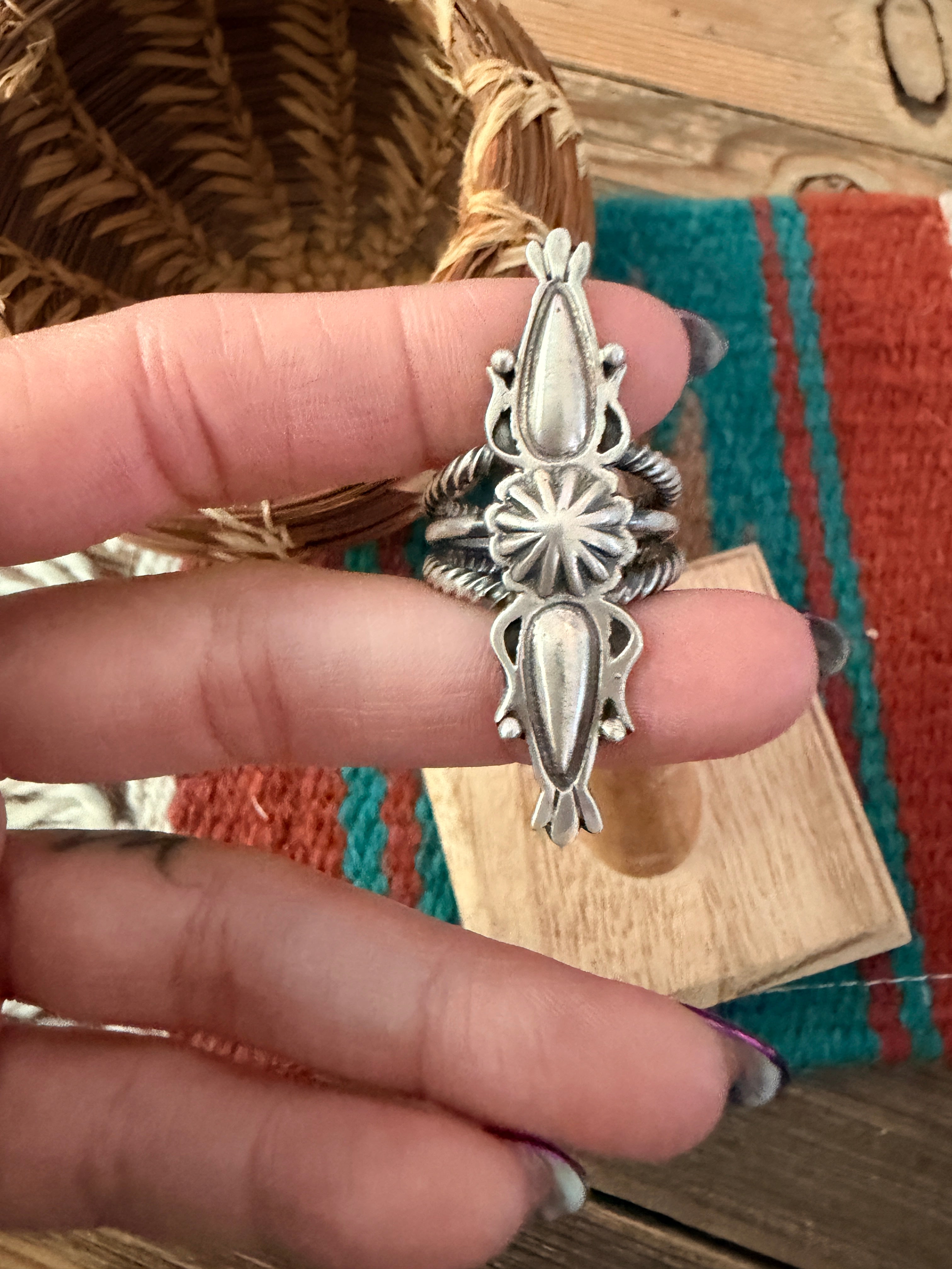 Handcrafted Sterling Silver Concho Ring Size 7