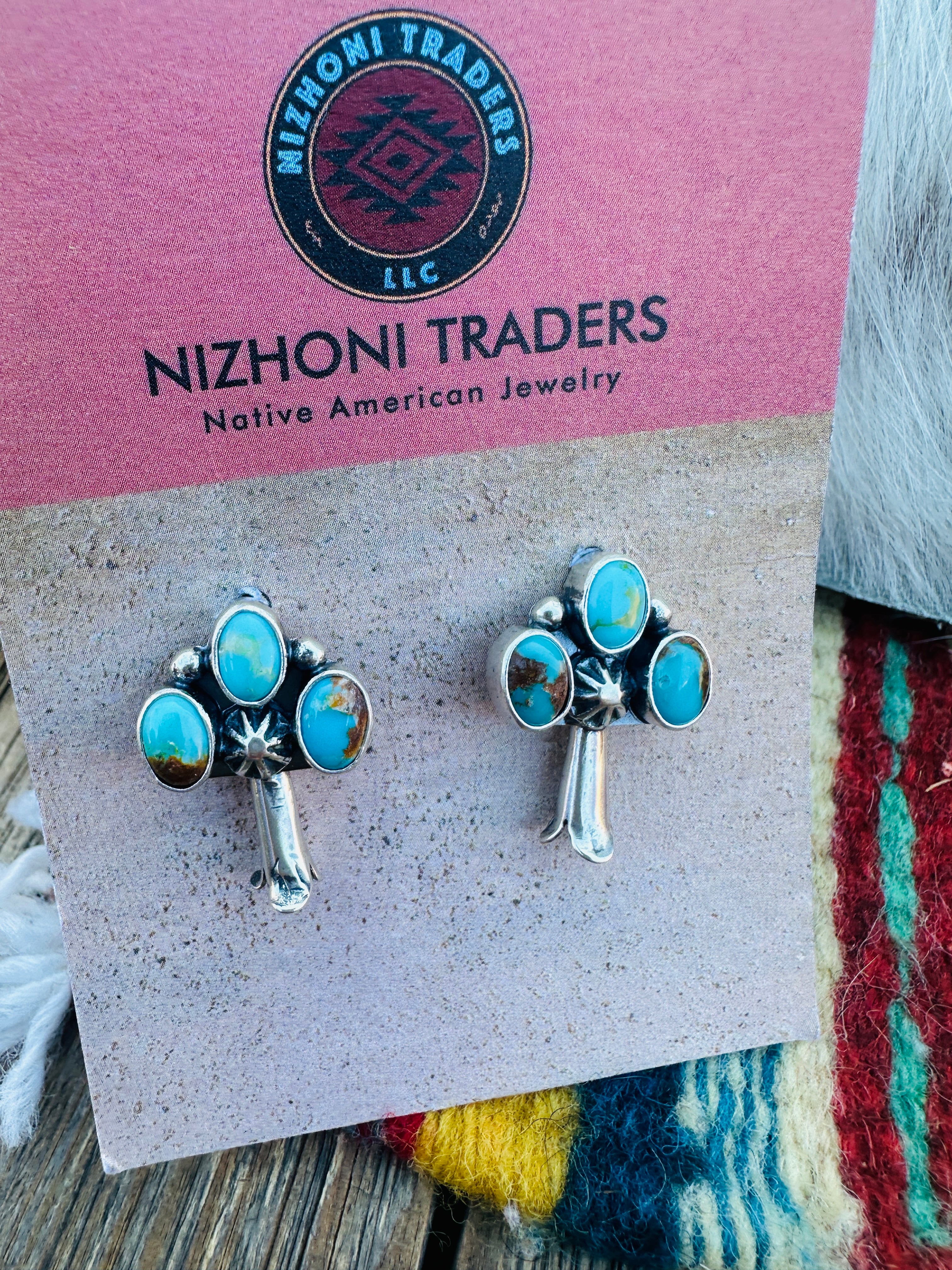 Handcrafted Sterling Silver & Turquoise Squash Blossom Necklace Set