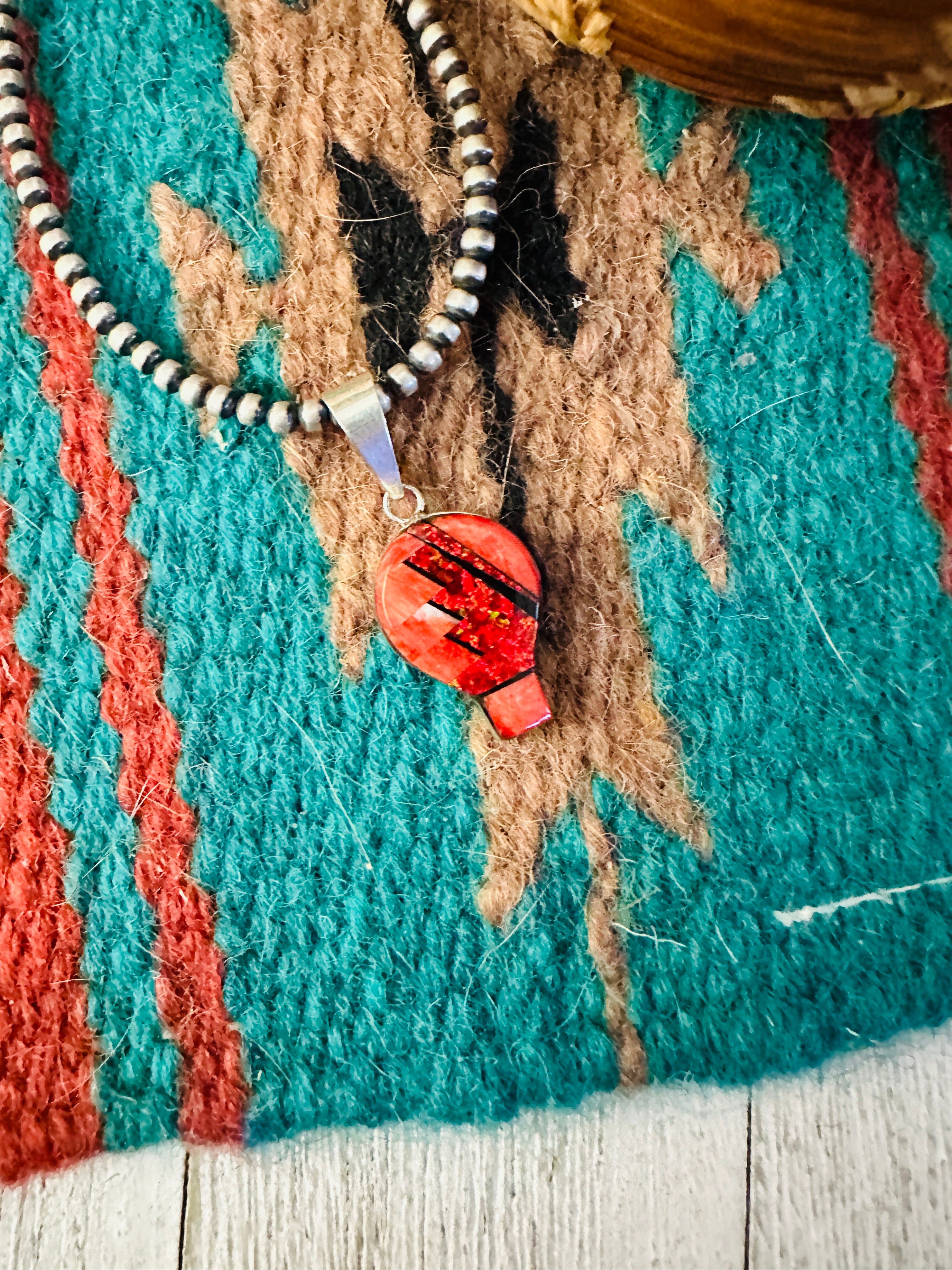 Handcrafted Multi Stone & Sterling Silver Inlay Pendant