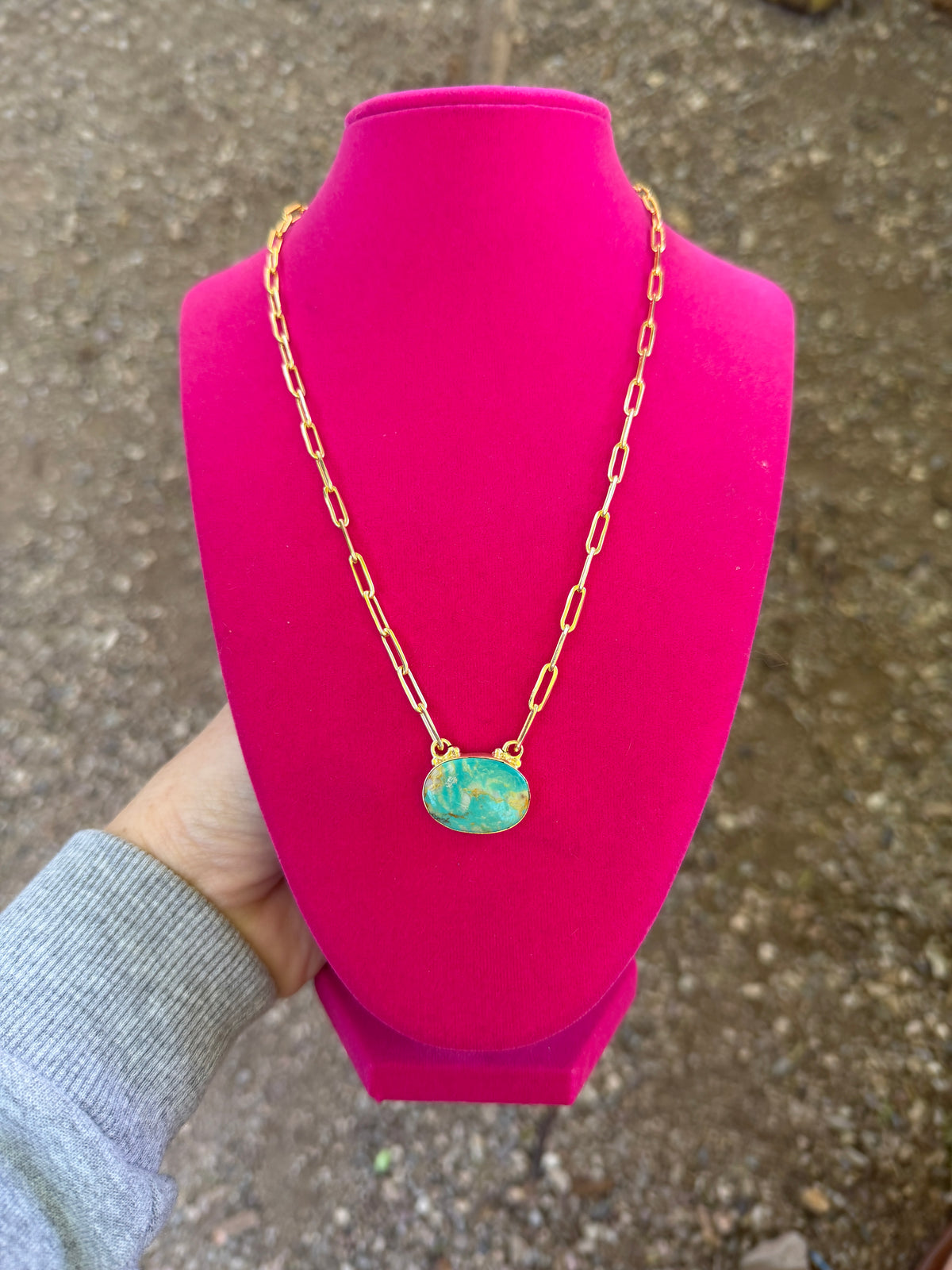 “The Golden Collection” Handmade Sterling Silver Gold Overlay Ribbon Royston Turquoise Bar Necklace Signed Nizhoni
