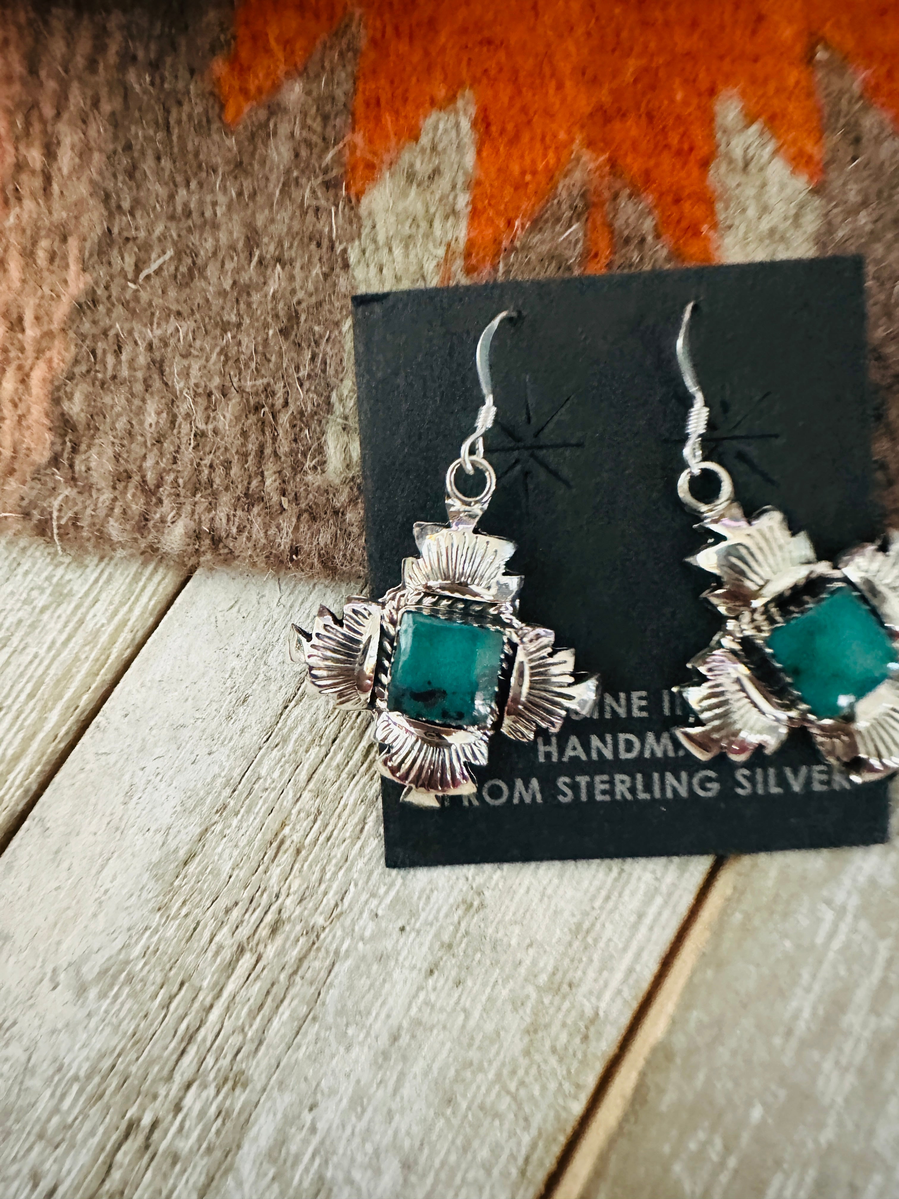 Handcrafted Sterling Silver & Morenci Turquoise Post Earrings
