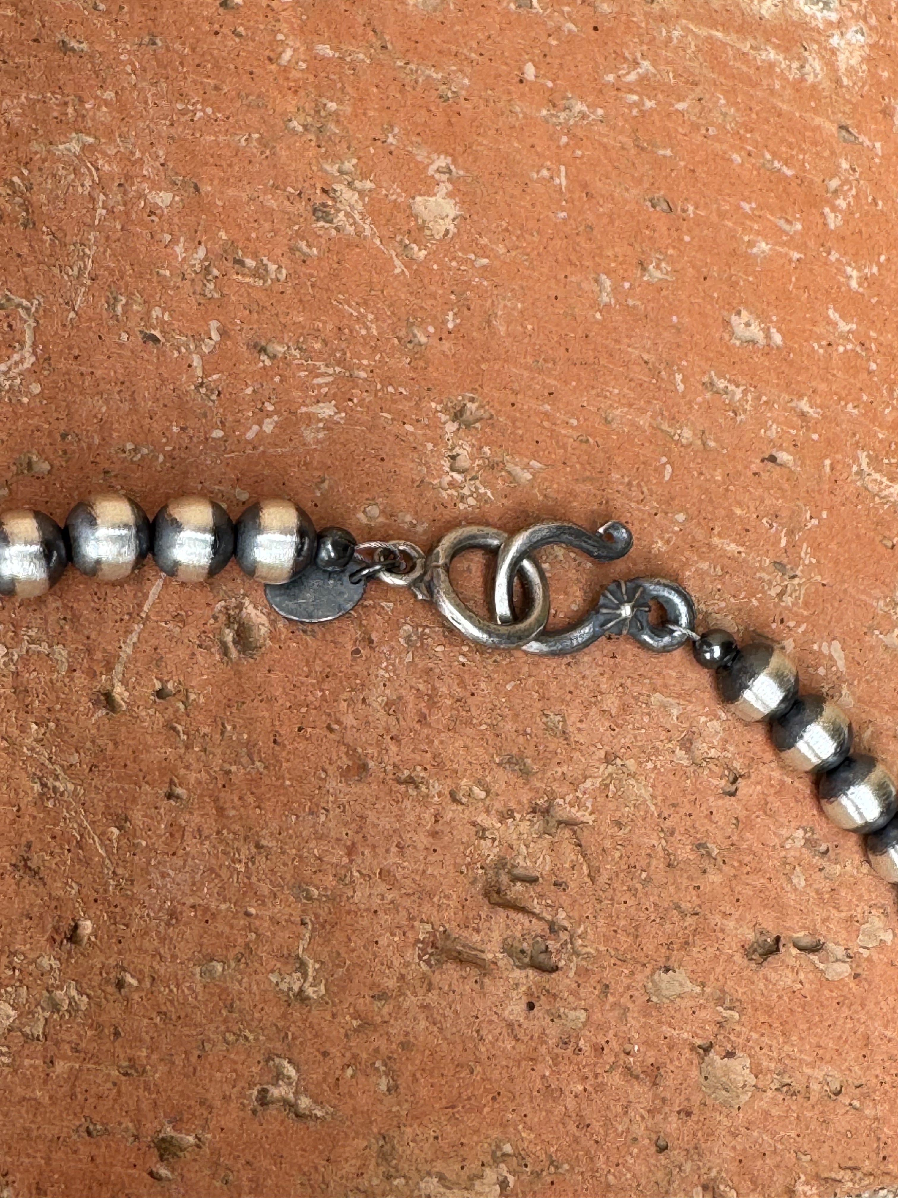 Handcrafted Sterling Silver Pearl & Queen Pink Conch Beaded Necklace 6mm