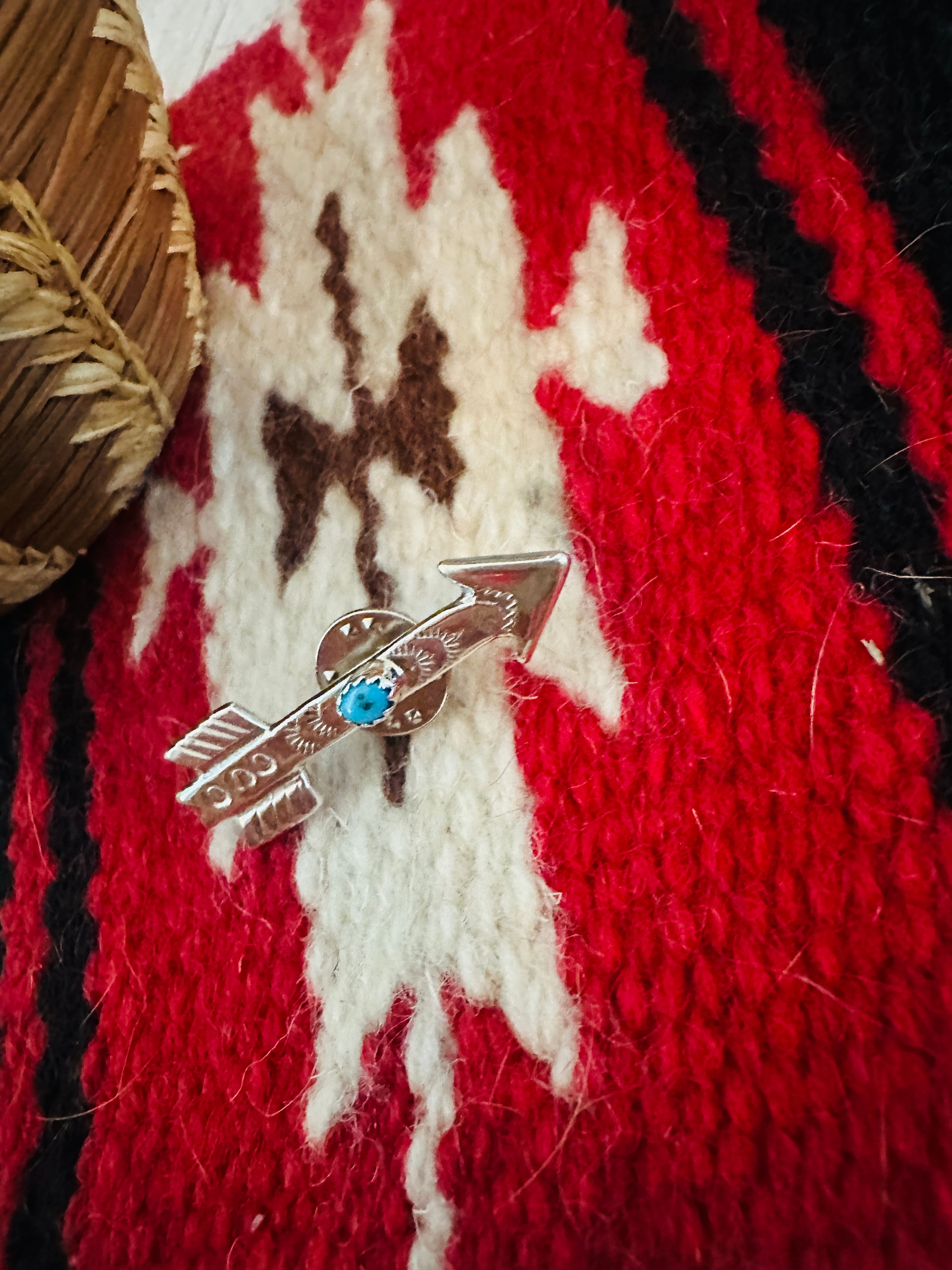 Handcrafted Turquoise & Sterling Silver Arrow Brooch