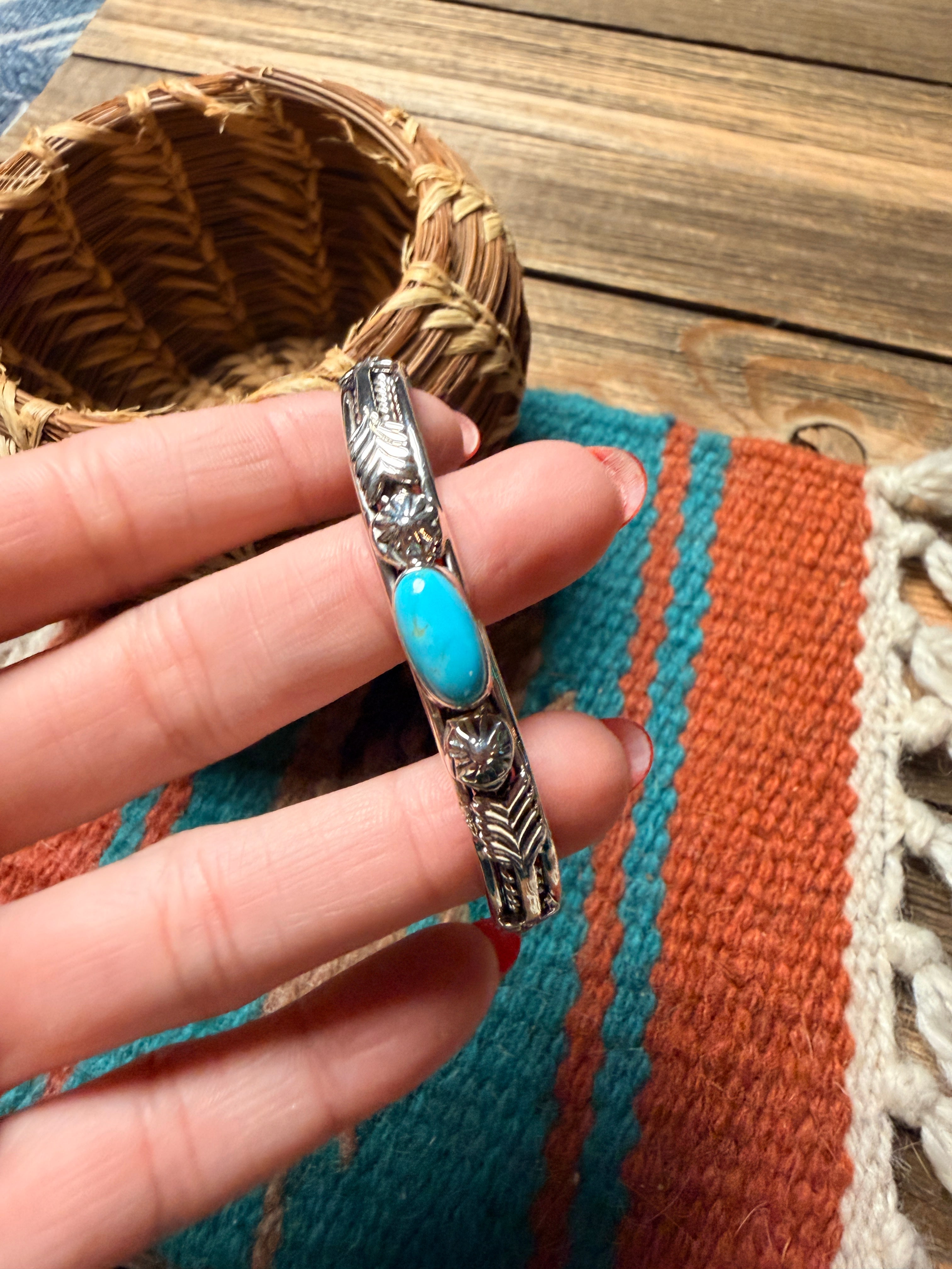 Handcrafted Turquoise & Sterling Silver Cuff Bracelet