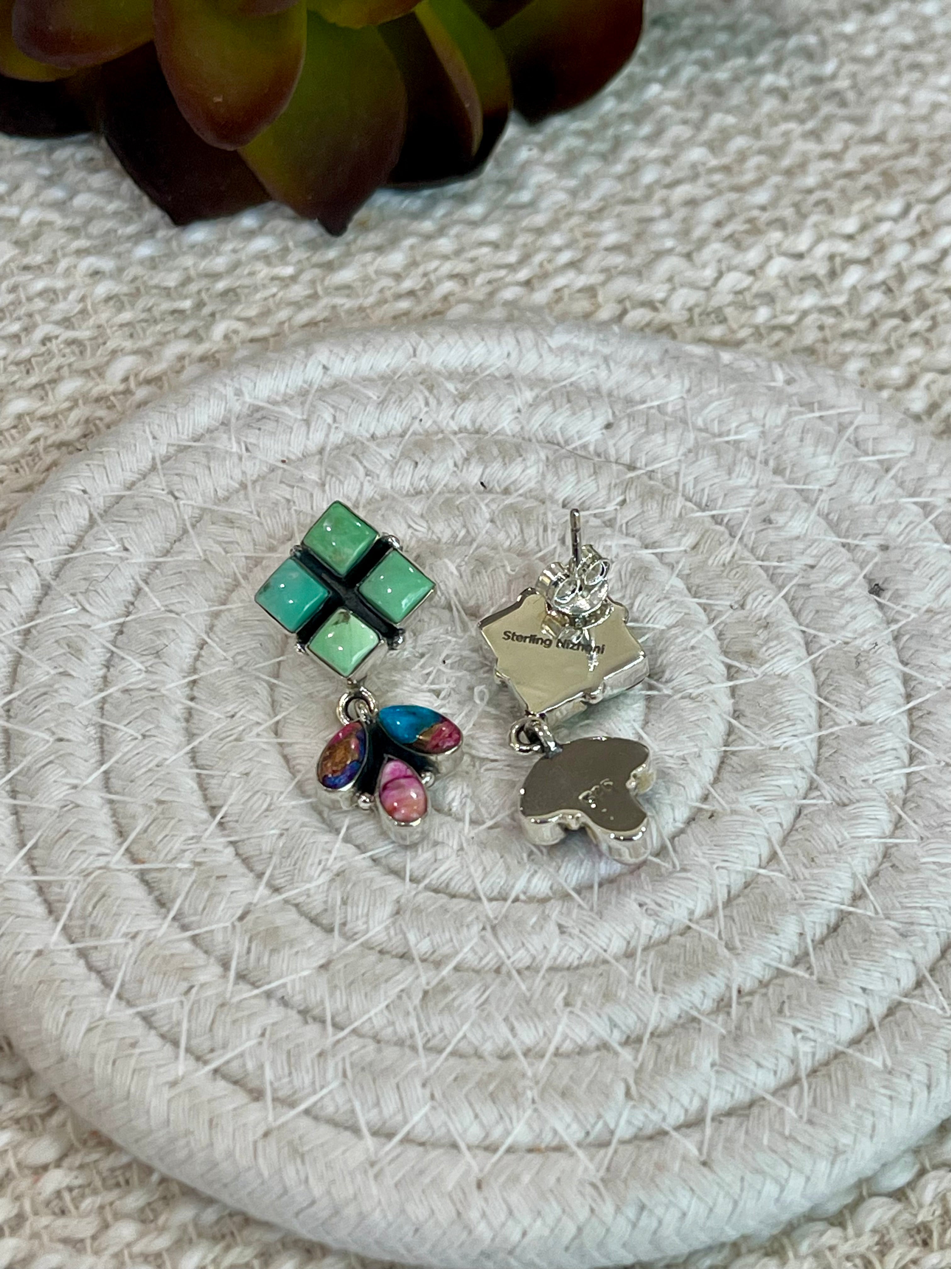 Handmade Pink Dream Mojave , Sterling Silver & Palomino Post Dangles