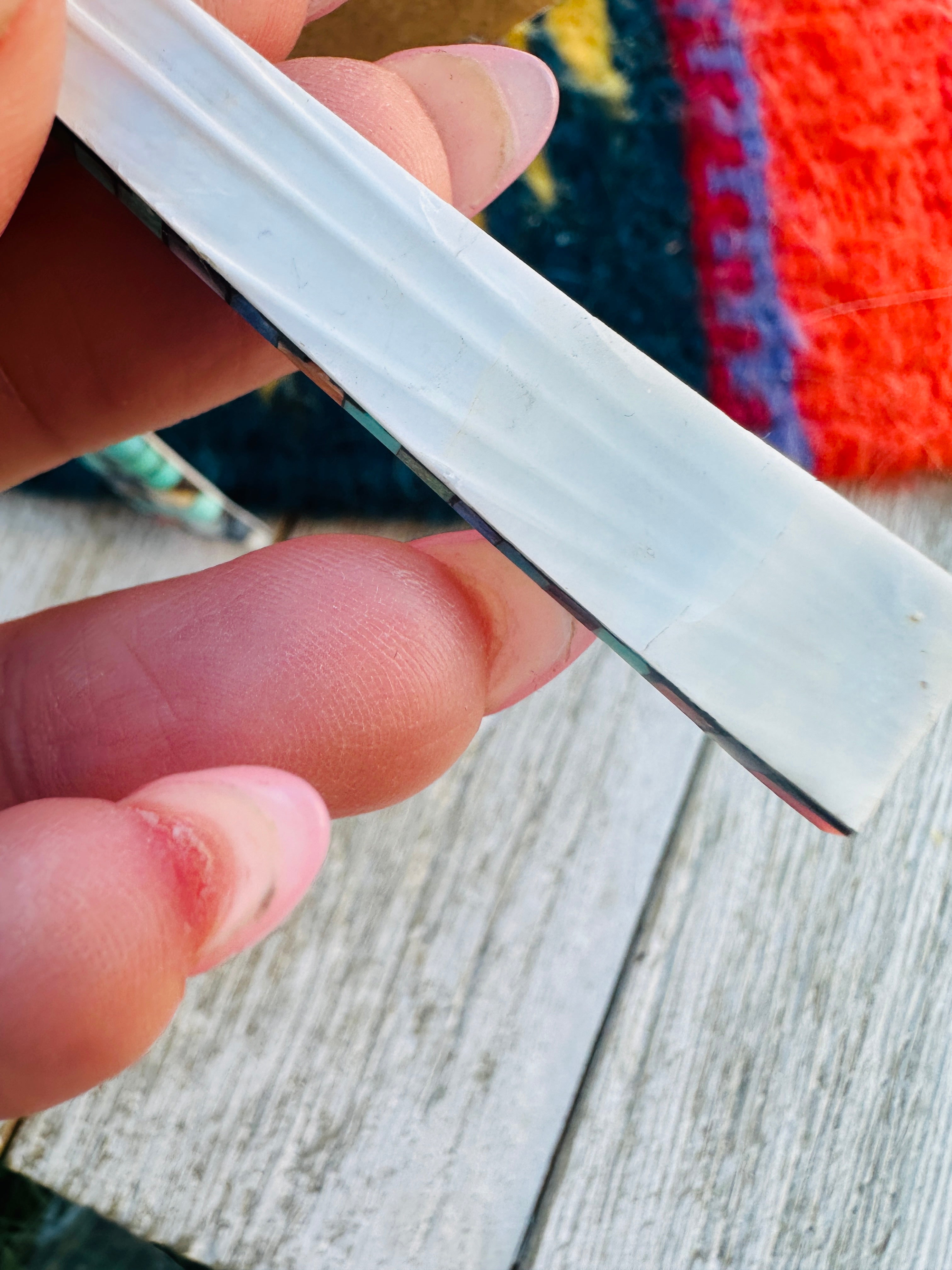 Handcrafted Multi Stone Inlay Shell Dangle Earrings