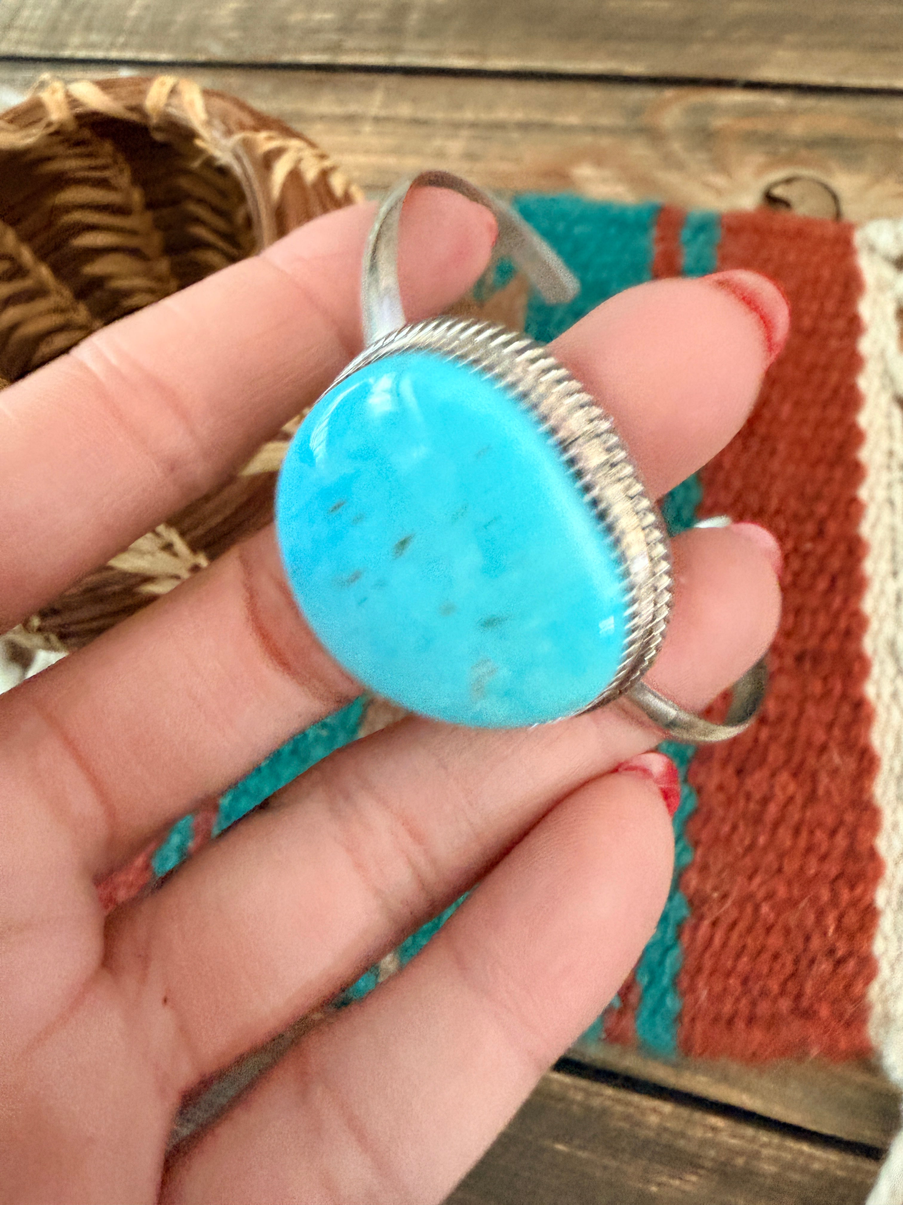 Handmade Turquoise & Sterling Silver Cuff Bracelet