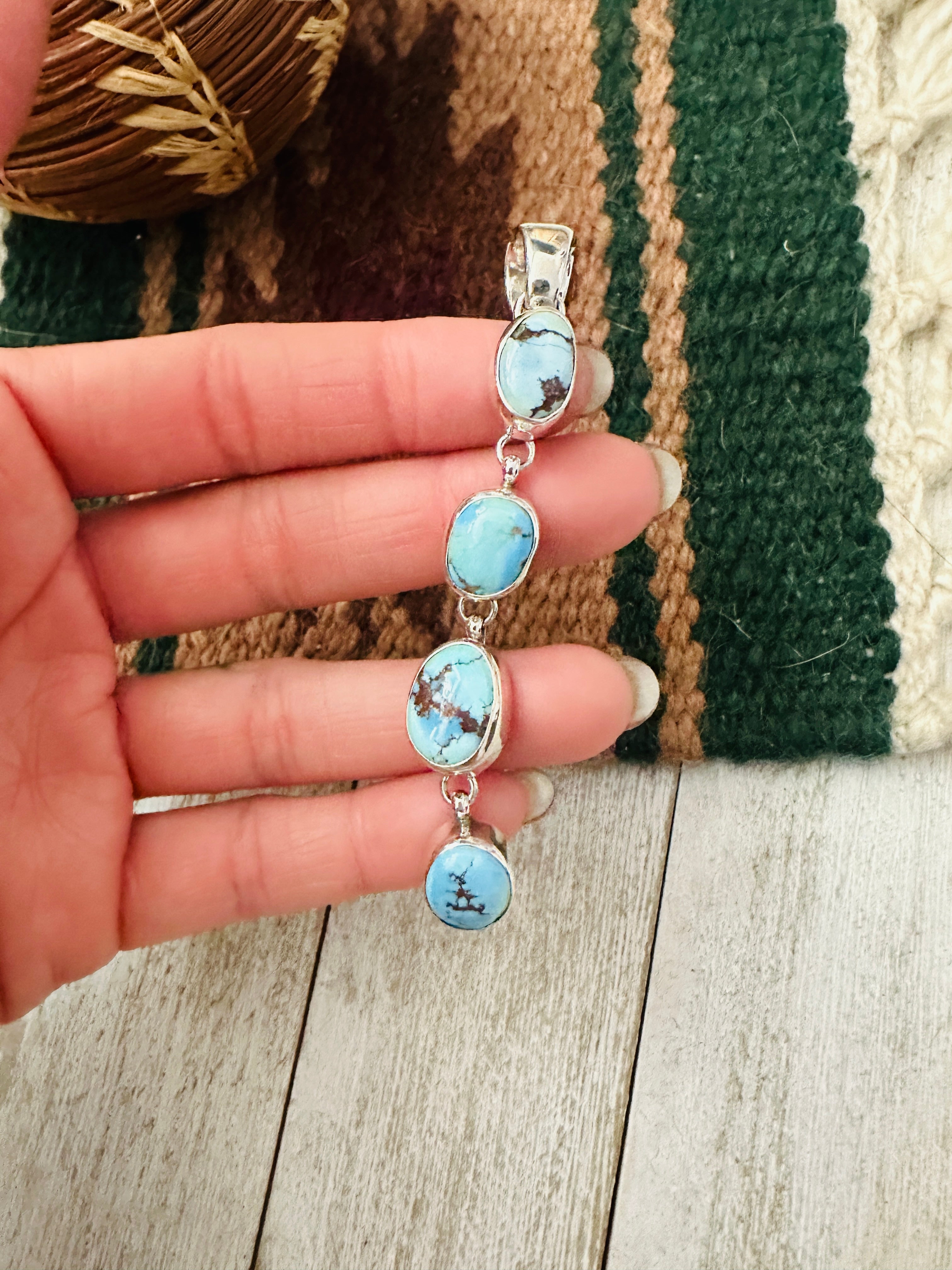 Handcrafted Golden Hills Turquoise & Sterling Silver Pendant