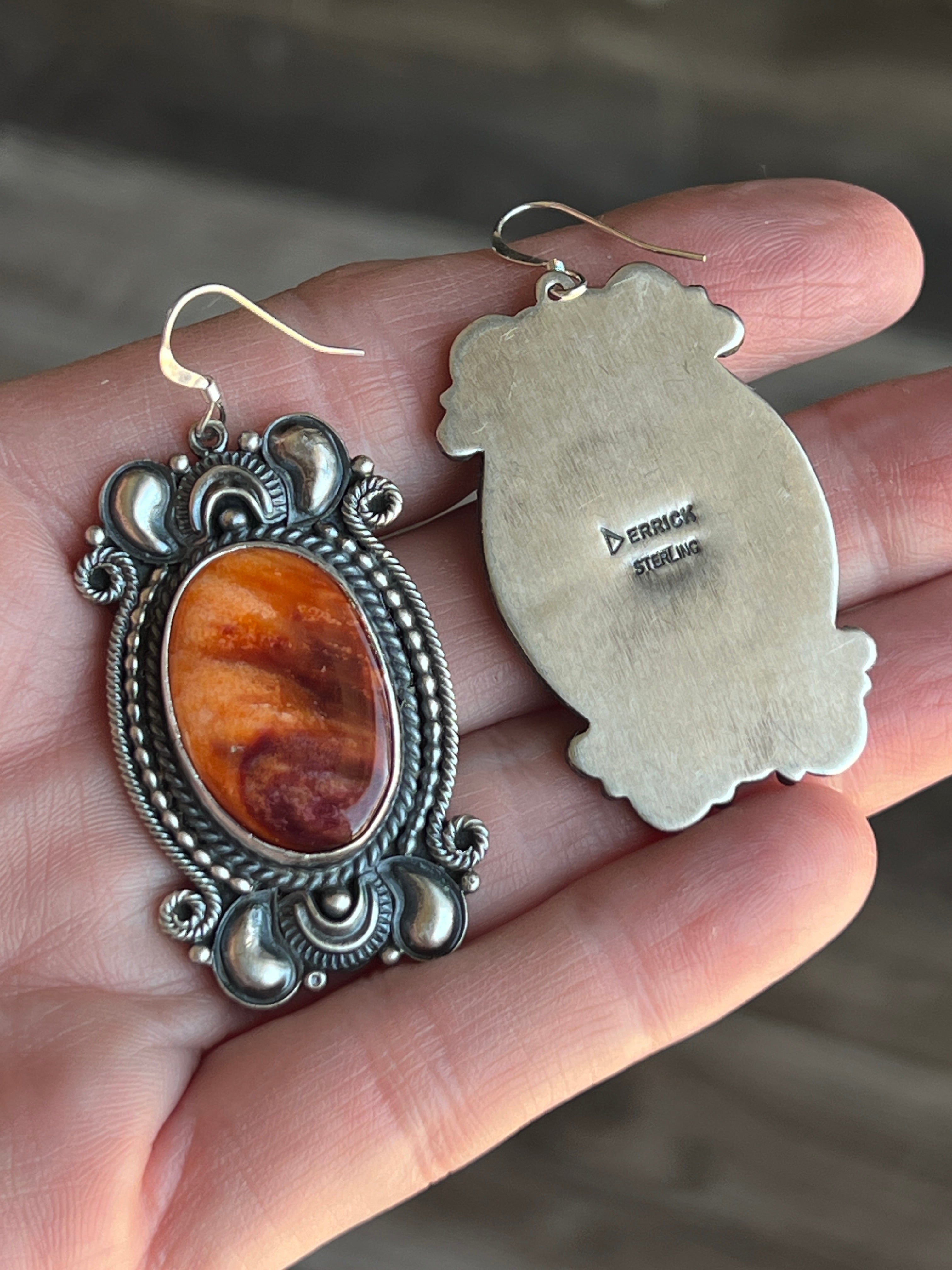 Handcrafted Sterling Silver, Spiny Oyster and Turquoise Link and Bead Necklace and Earrings Set by Derrick Gordon