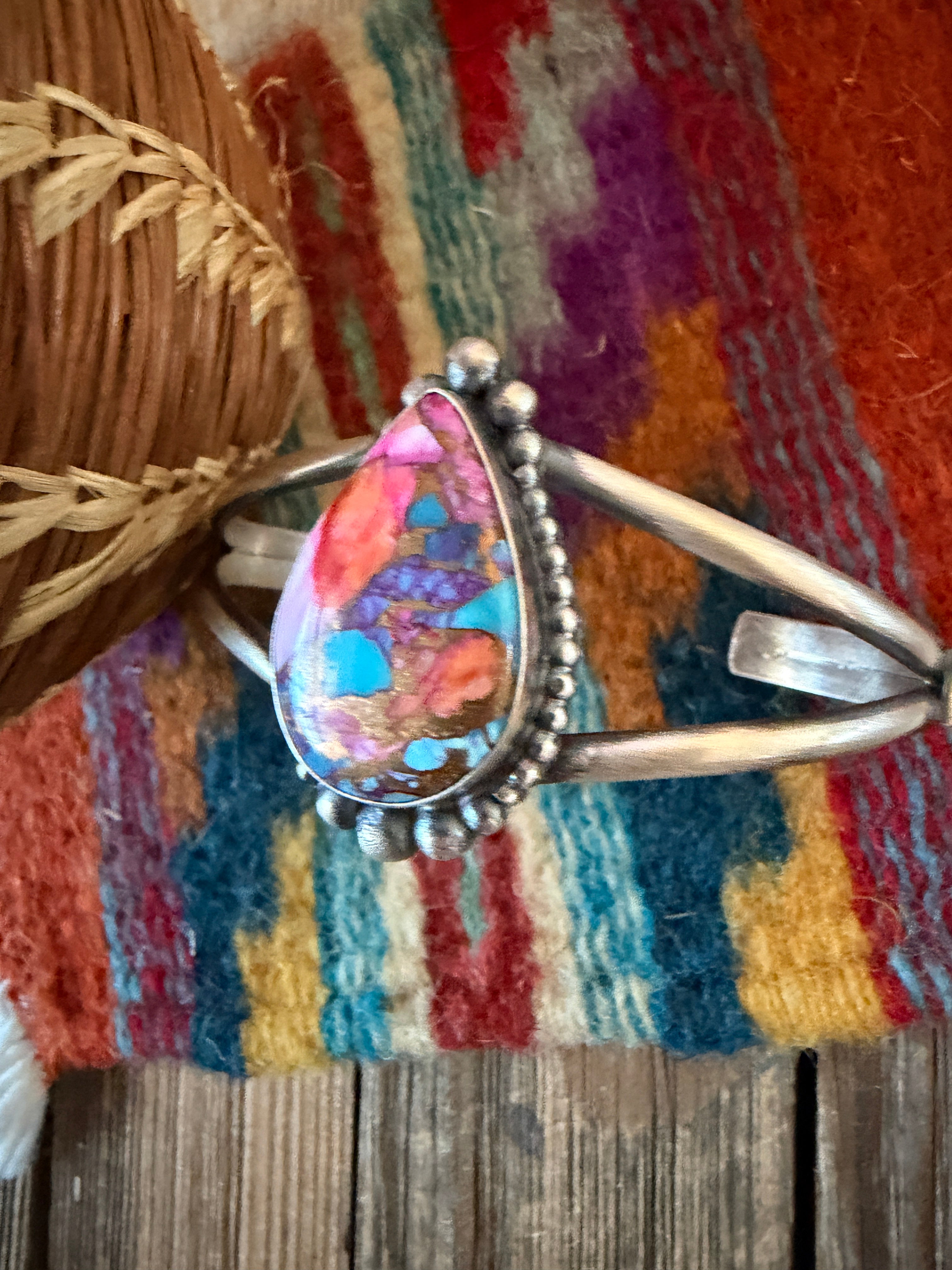 Handcrafted Pink Dream Mojave & Sterling Silver Cuff Bracelet