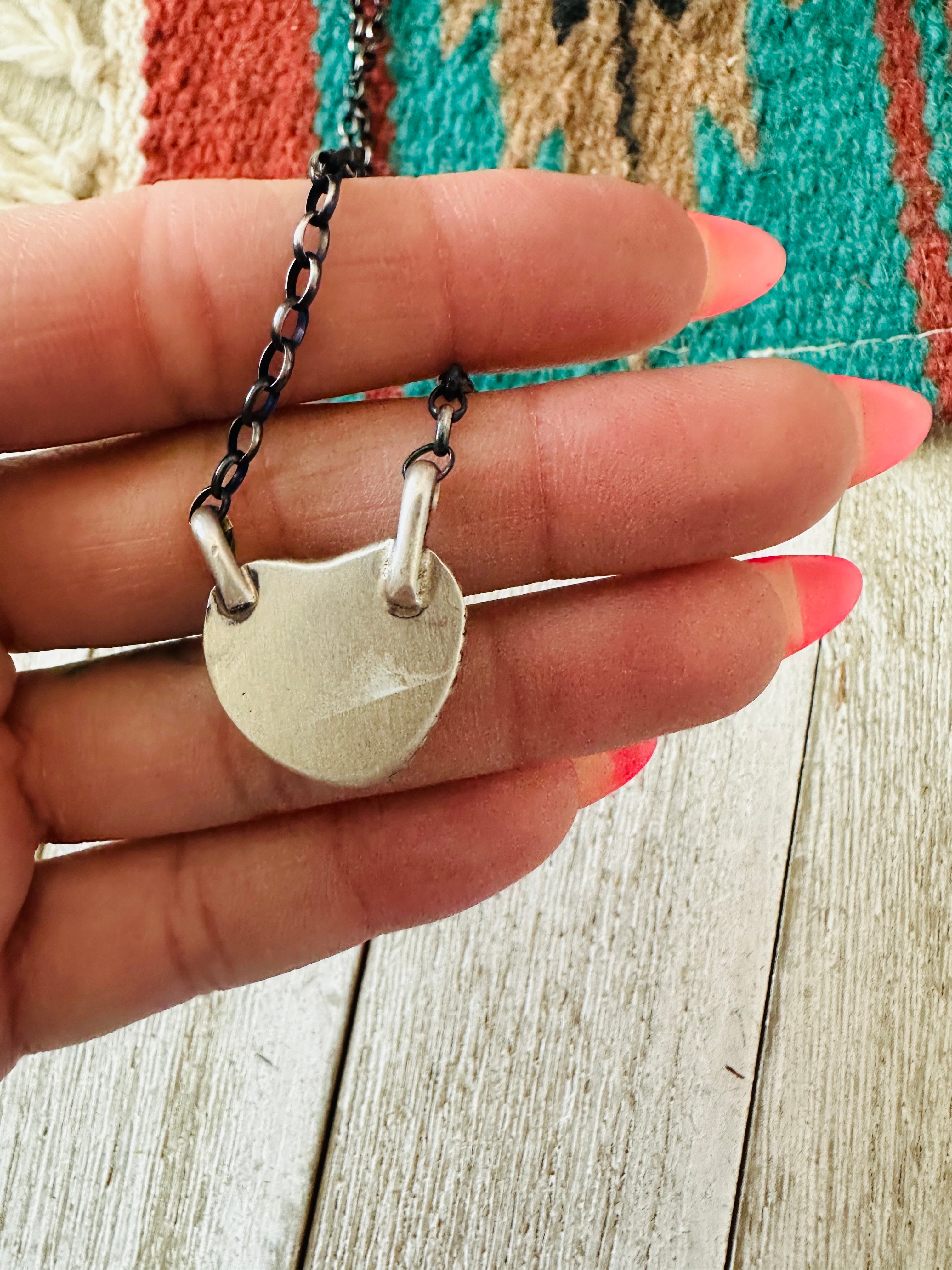 Handcrafted Sterling Silver & Turquoise Heart Necklace by Donovan Skeets