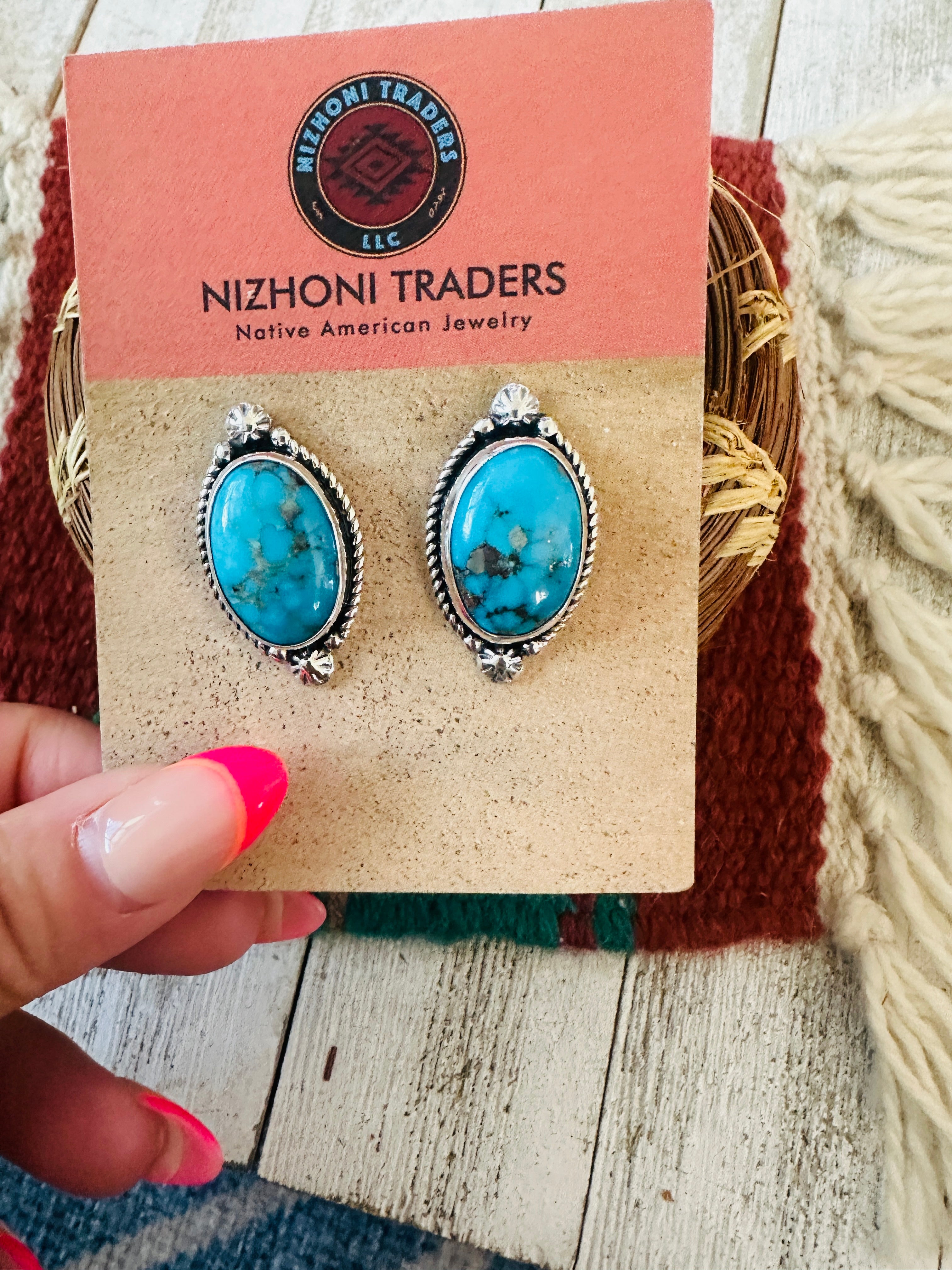 Handcrafted Sterling Silver & Turquoise Post Earrings