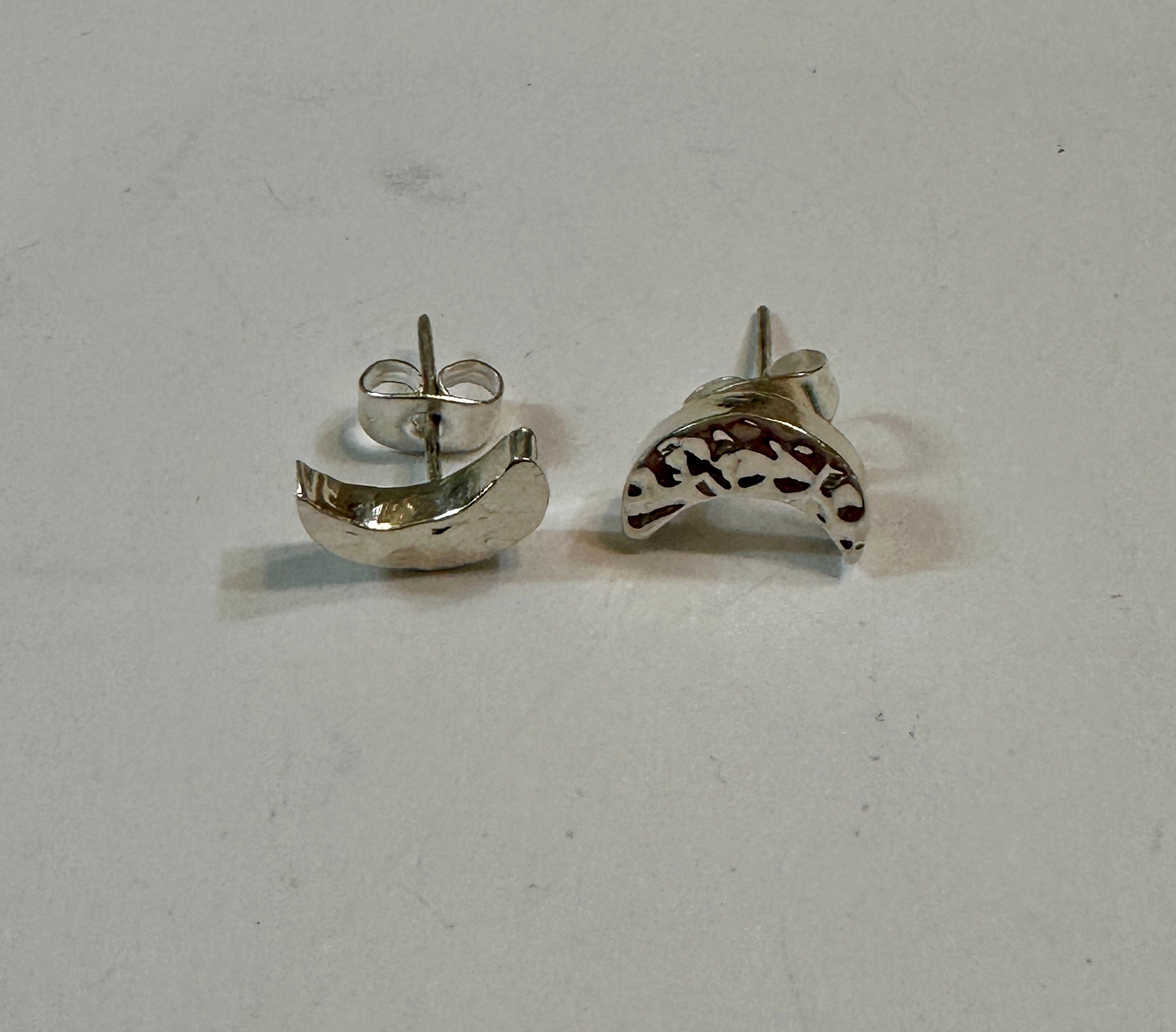Hammered Moon Studs